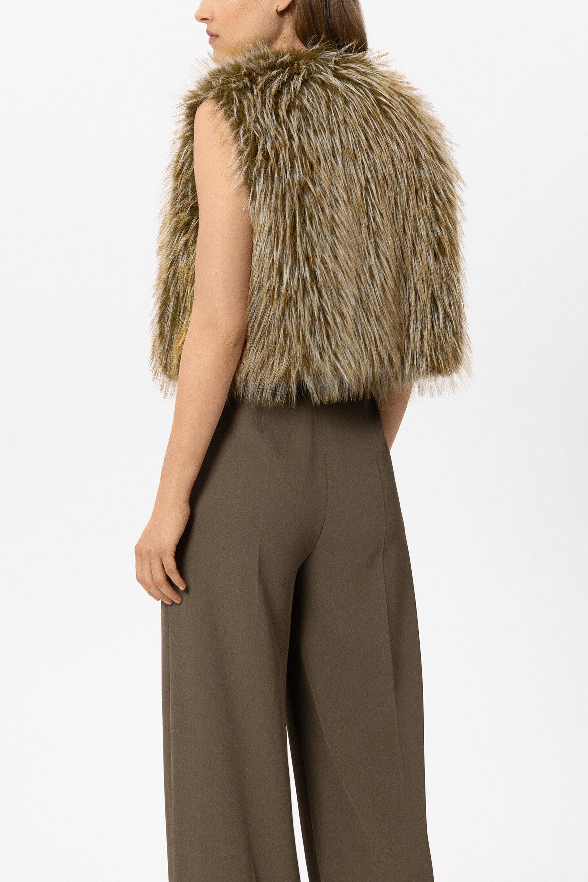 Luisa Cerano Damen Boho-Weste in Fell-Optik Olio HELLGRÜN Bild 3