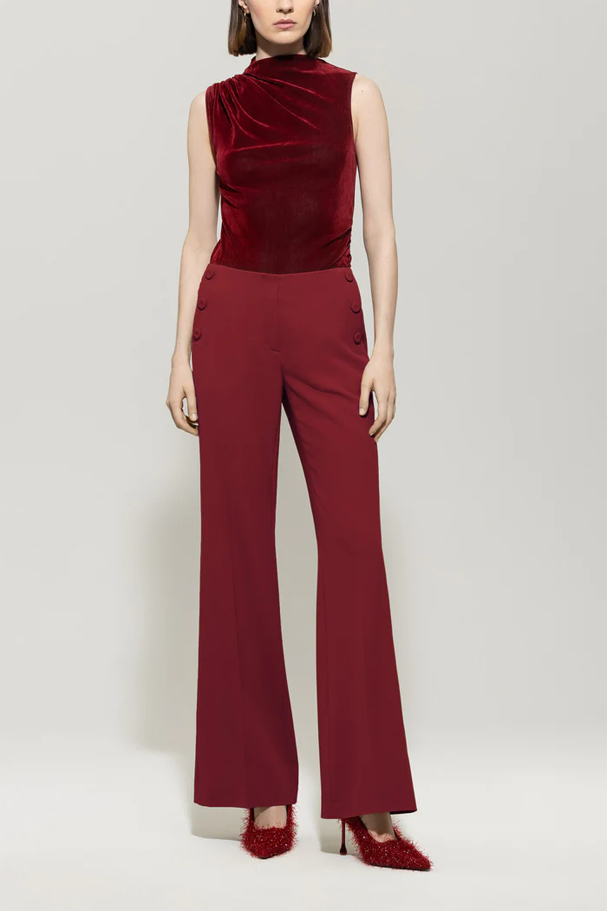 Luisa Cerano Damen Bootcut Sailor Pants, Berry Red berry red Bild 2