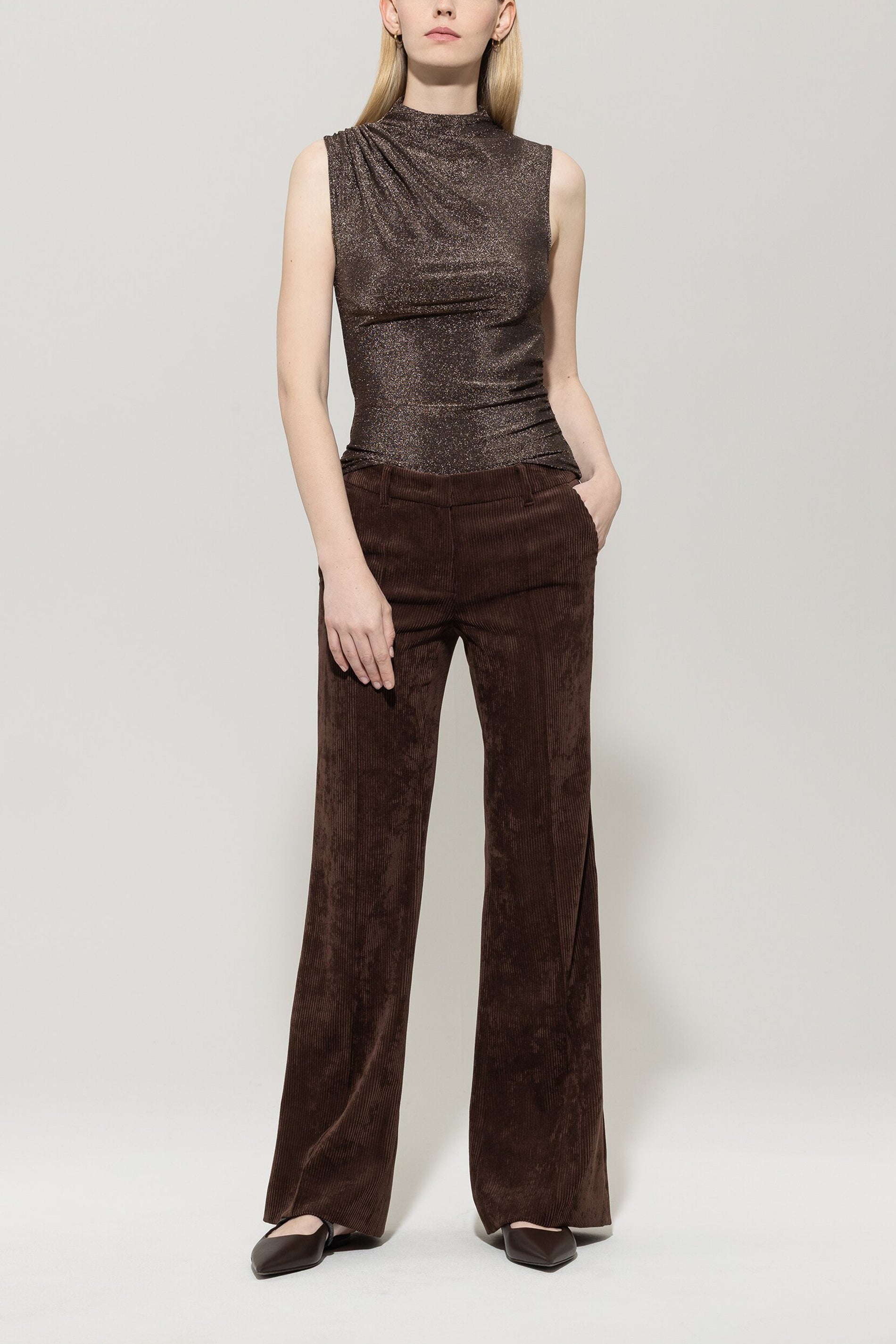 Luisa Cerano Damen Cord Bootcut Pants, Espresso Braun espresso Bild 2