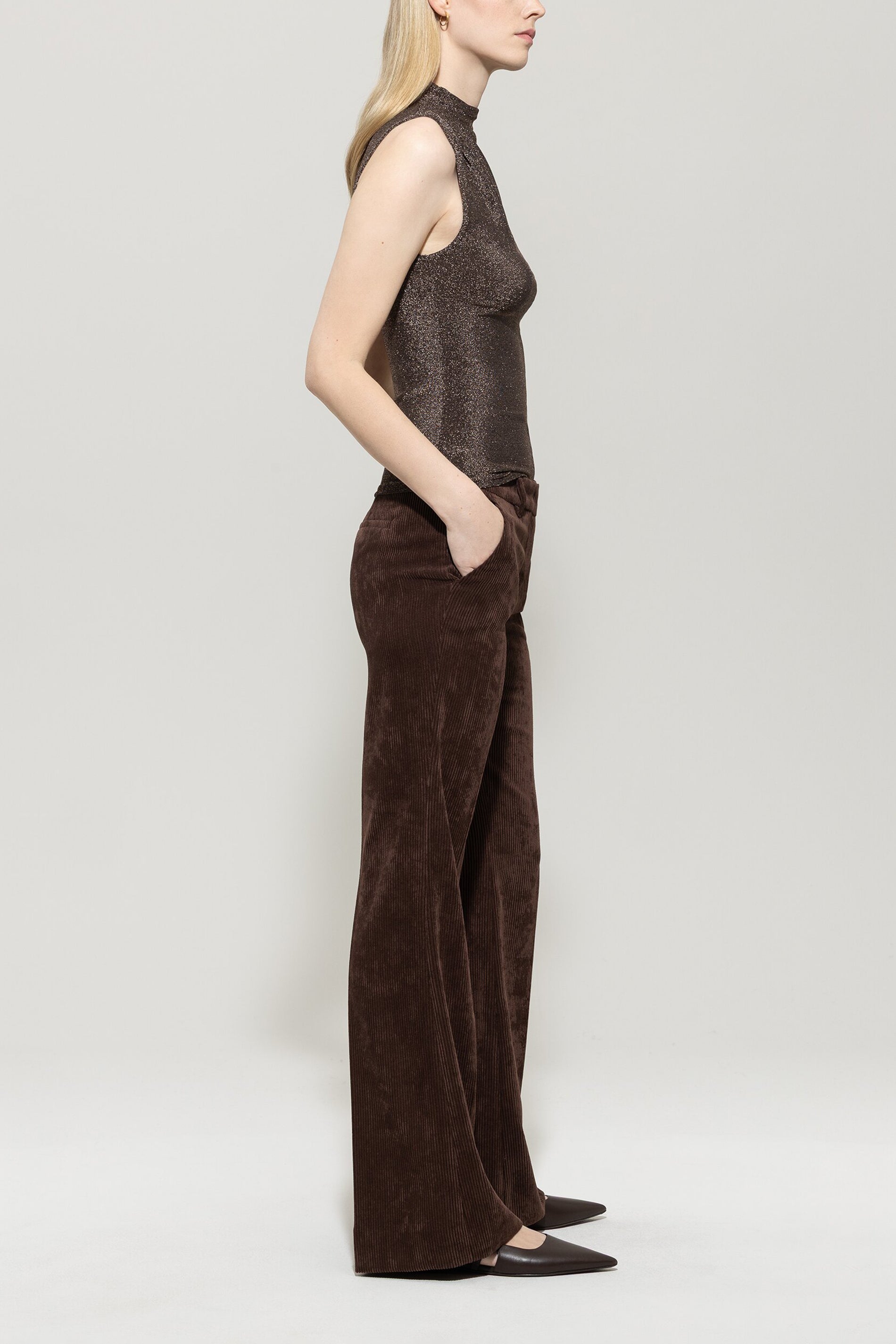 Luisa Cerano Damen Cord Bootcut Pants, Espresso Braun espresso Bild 3