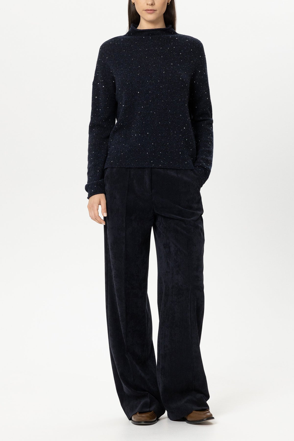 Luisa Cerano Damen Cord-Wideleg-Pants Winter Navy winter navy 296 Bild 2