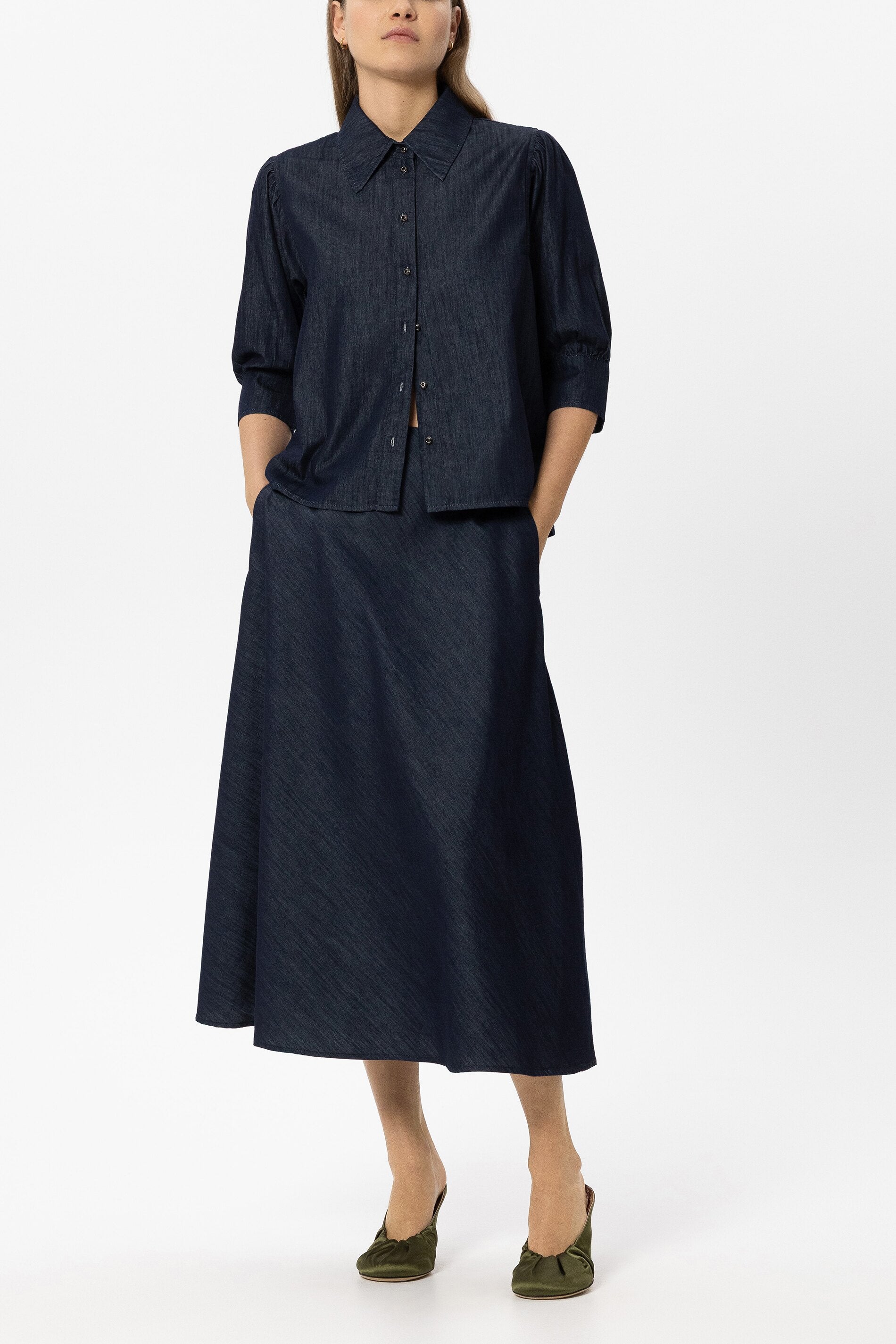 Luisa Cerano Damen Denim-Bluse Denim Blue MARINE-BLAU Bild 2