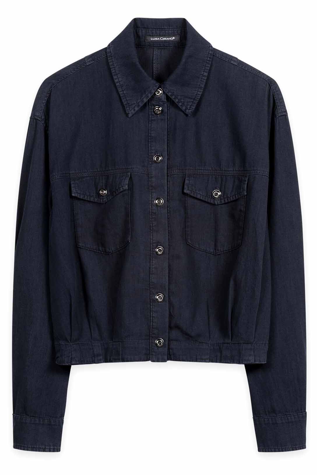 Luisa Cerano Damen Denim-Bluse in Blouson-Optik Denim Blue MARINE-BLAU Bild 1