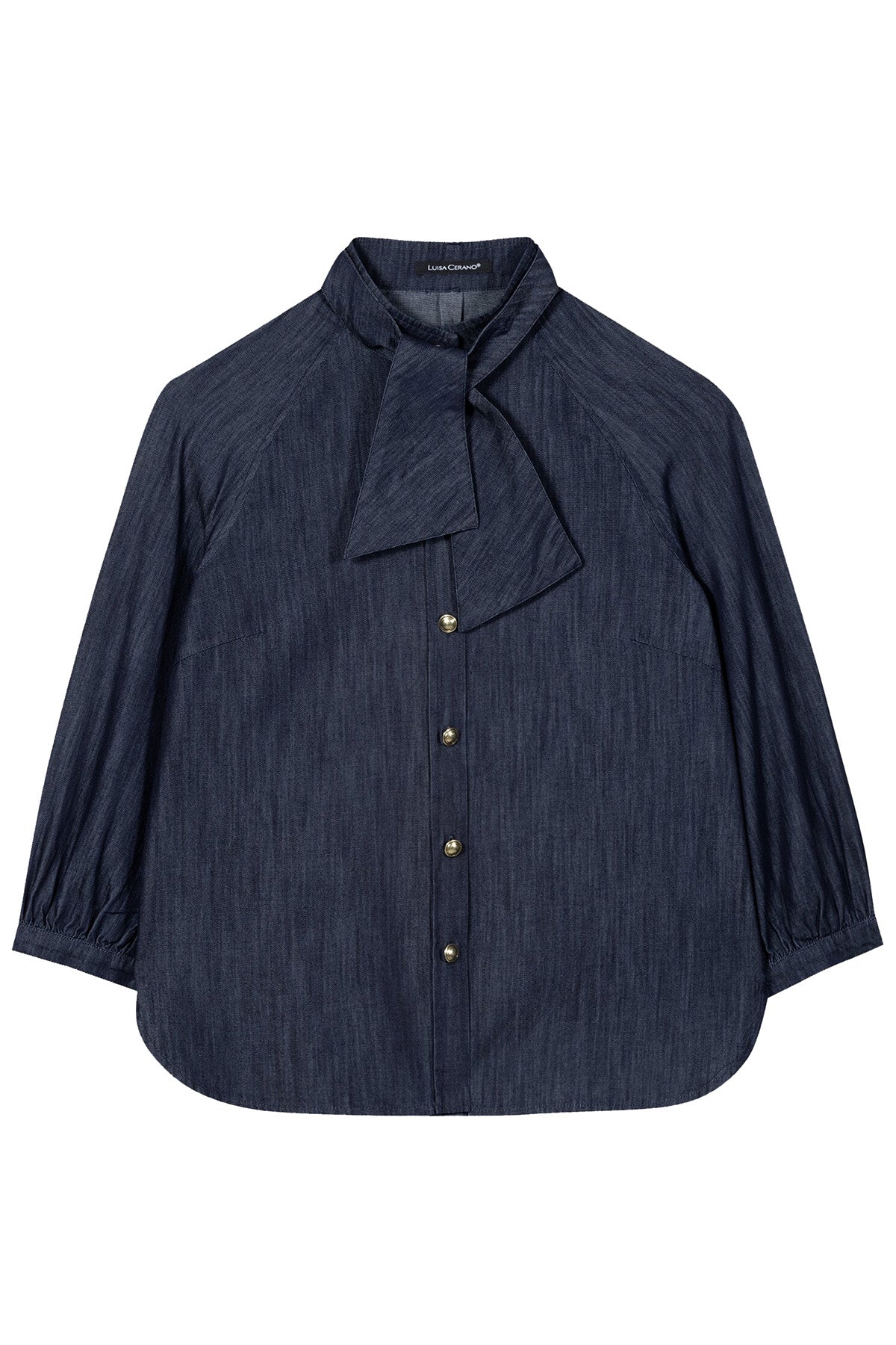 Luisa Cerano Damen Denim-Bluse mit Schluppe, Denim Blue 0252 denim blue Bild 1
