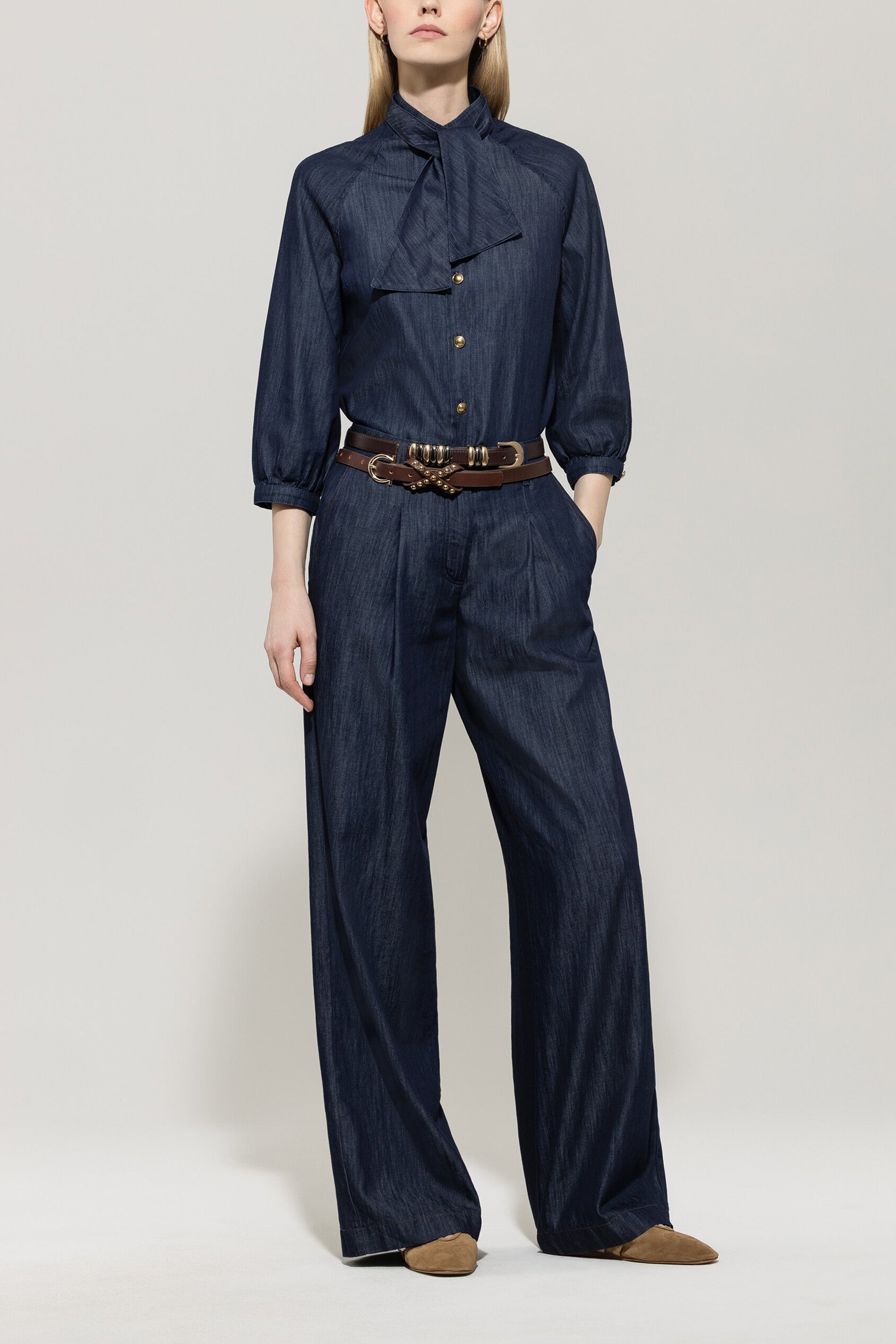 Luisa Cerano Damen Denim-Bluse mit Schluppe, Denim Blue 0252 denim blue Bild 2