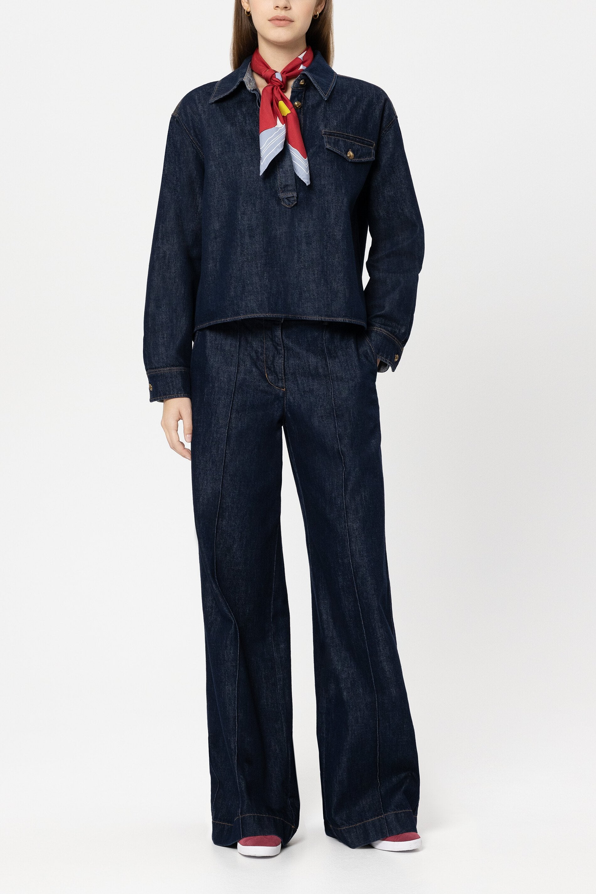 Luisa Cerano Damen Denim-Bluse Navy BLAU Bild 2