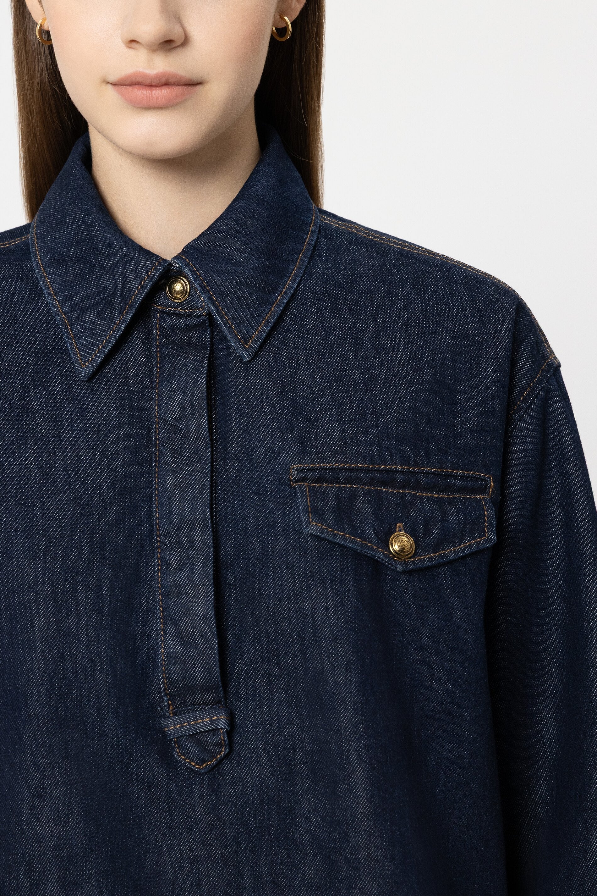 Luisa Cerano Damen Denim-Bluse Navy BLAU Bild 5