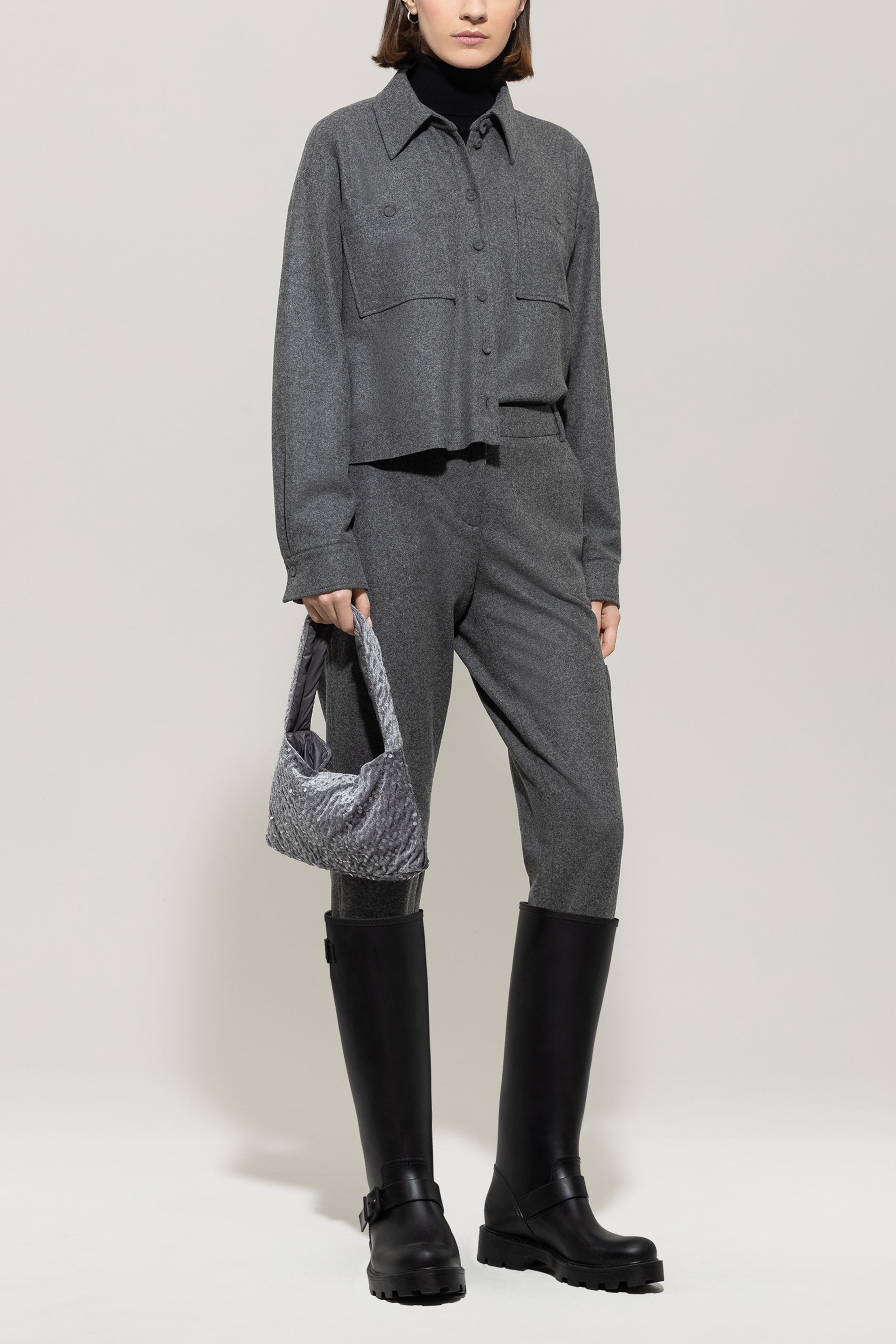 Luisa Cerano Damen Flanell-Hemd, Grau meliert 0144 dark grey melange Bild 2