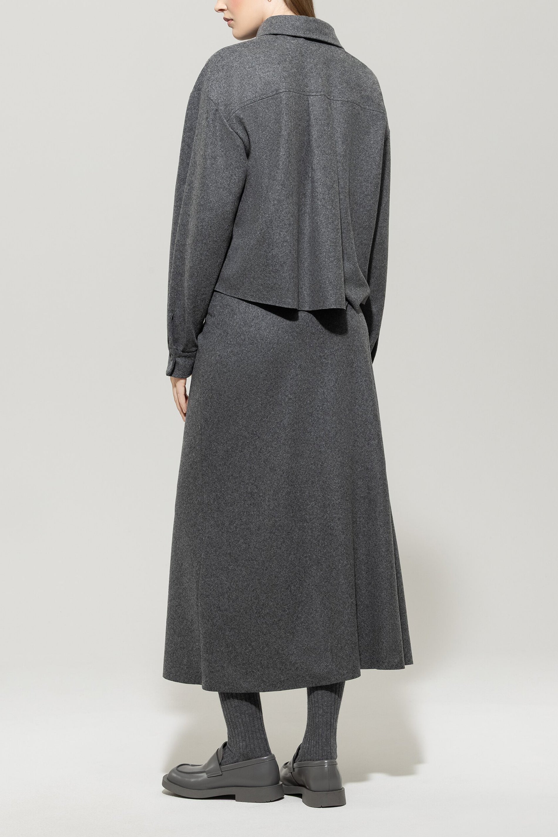 Luisa Cerano Damen Flanell Midirock, Grau meliert 0144 dark grey melange Bild 4