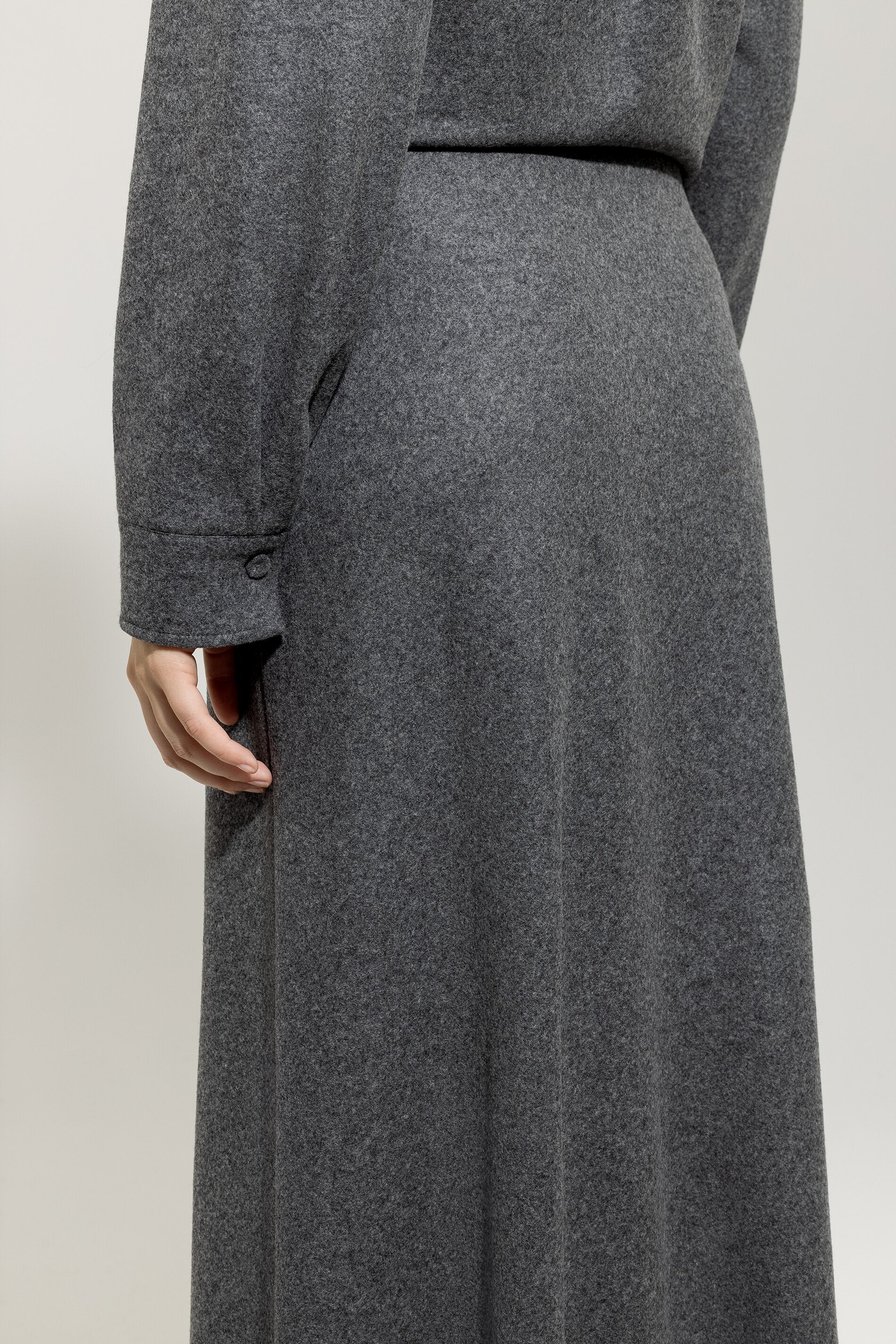 Luisa Cerano Damen Flanell Midirock, Grau meliert 0144 dark grey melange Bild 5
