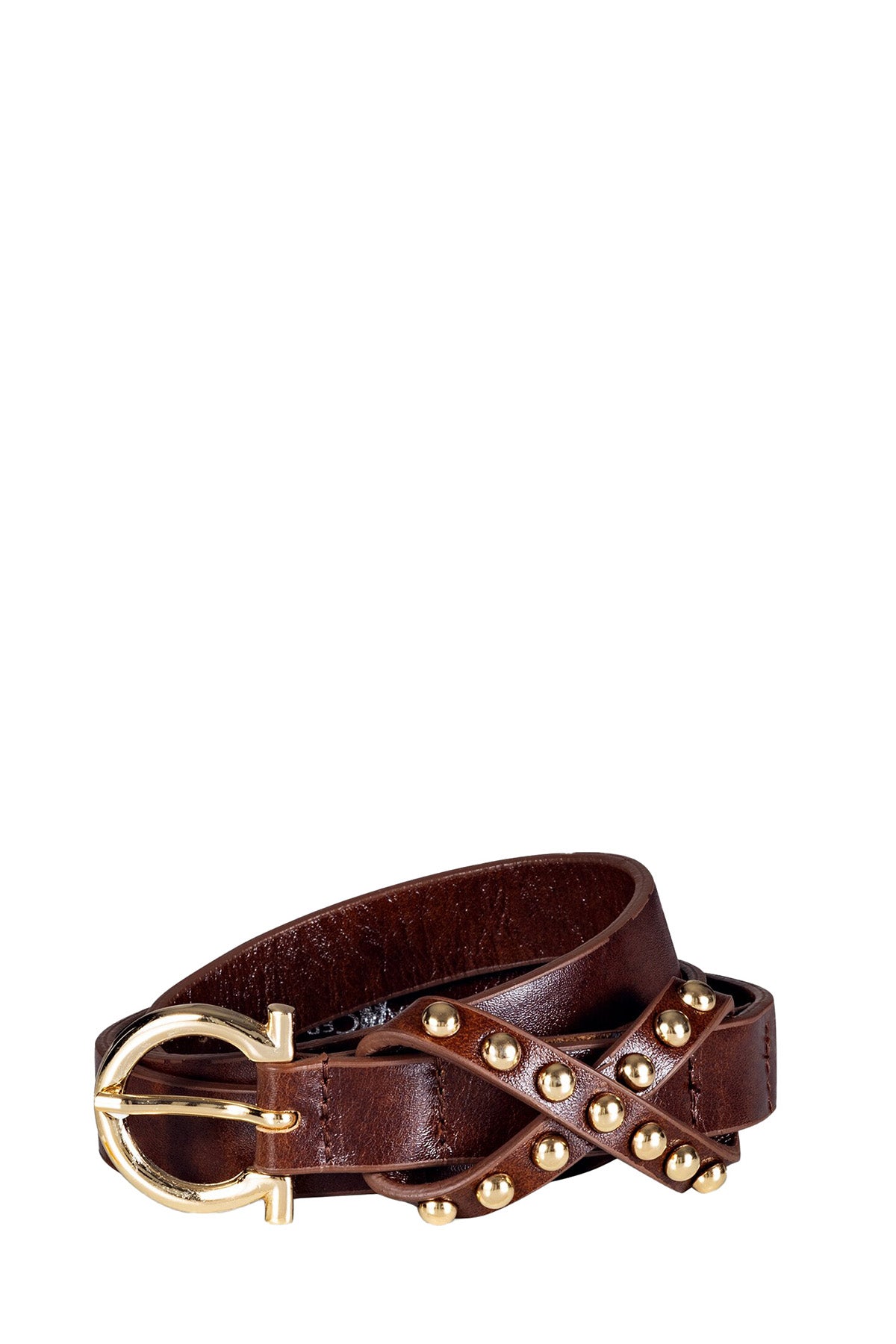 Luisa Cerano Damen Gürtel mit Nieten-Details, Braun multi Bild 1