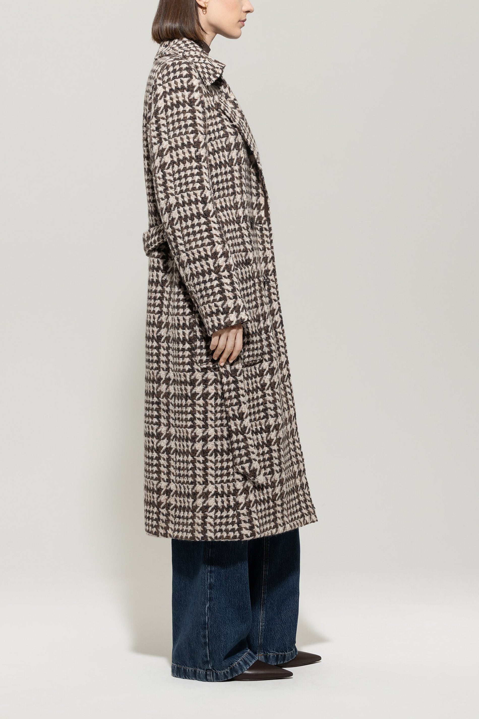 Luisa Cerano Damen Glencheck-Mantel mit Gürtel, Multi multi Bild 2