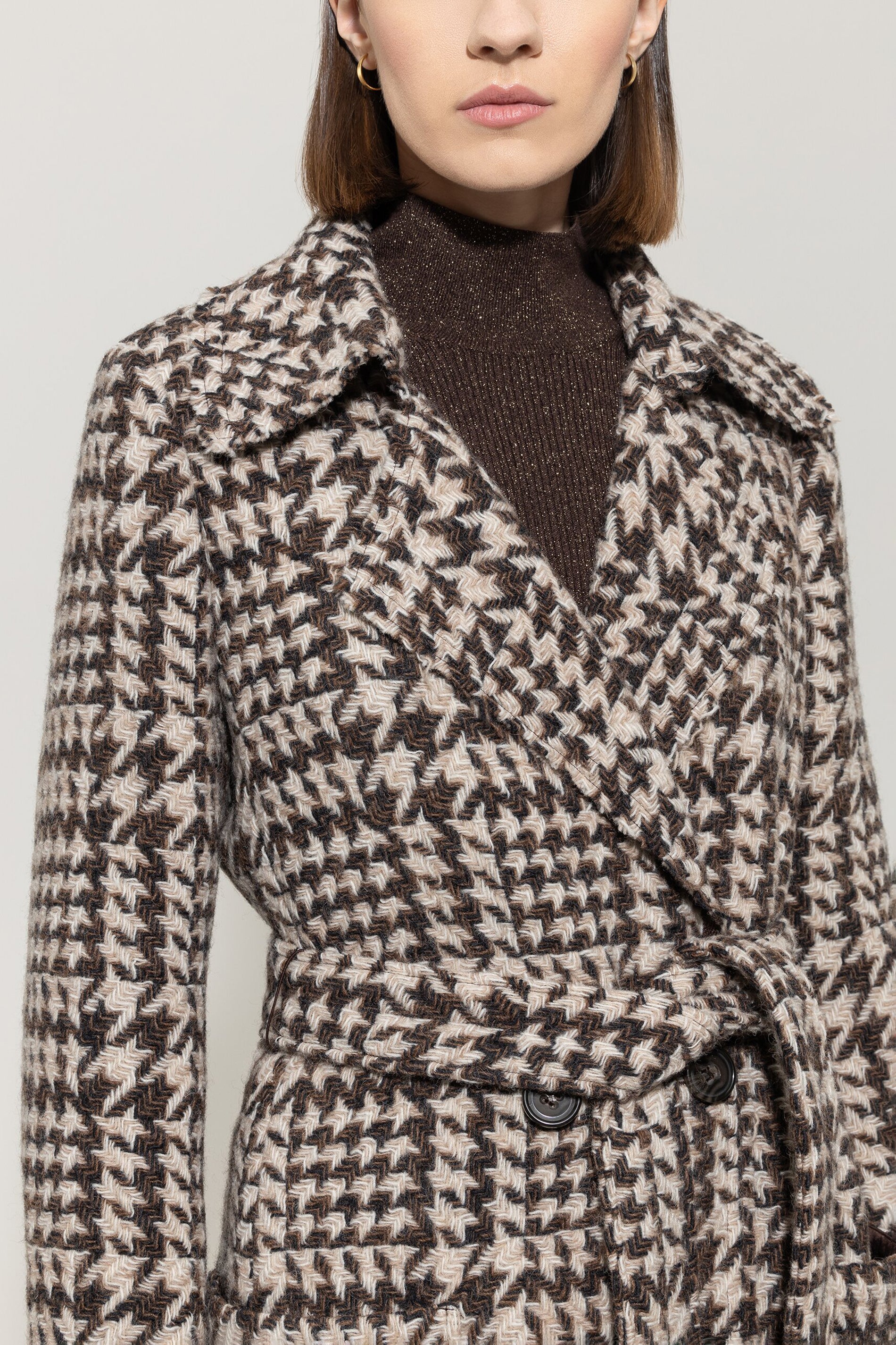 Luisa Cerano Damen Glencheck-Mantel mit Gürtel, Multi multi Bild 4
