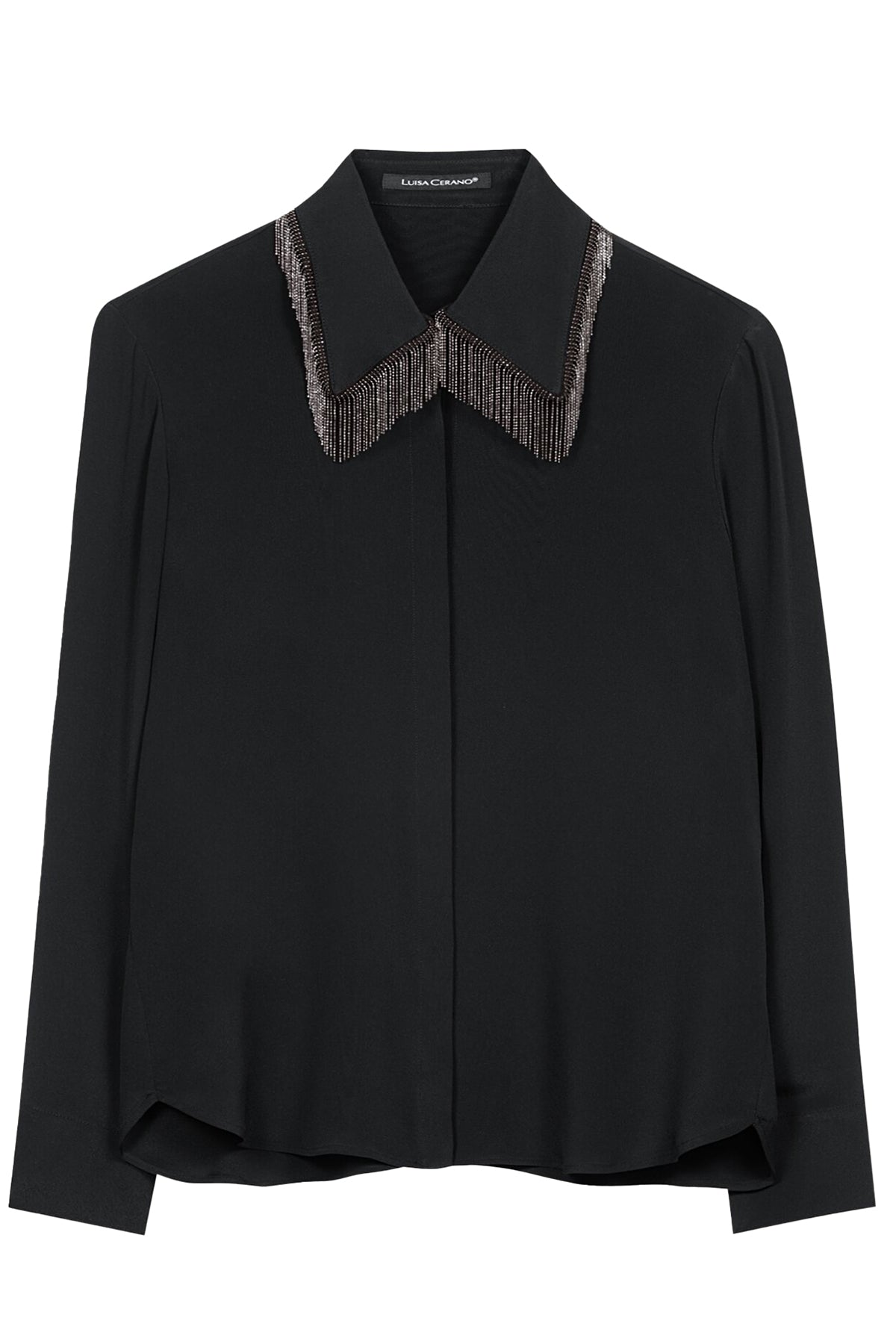 Luisa Cerano Damen Hemdbluse mit Kettenfransen Schwarz SCHWARZ Bild 1