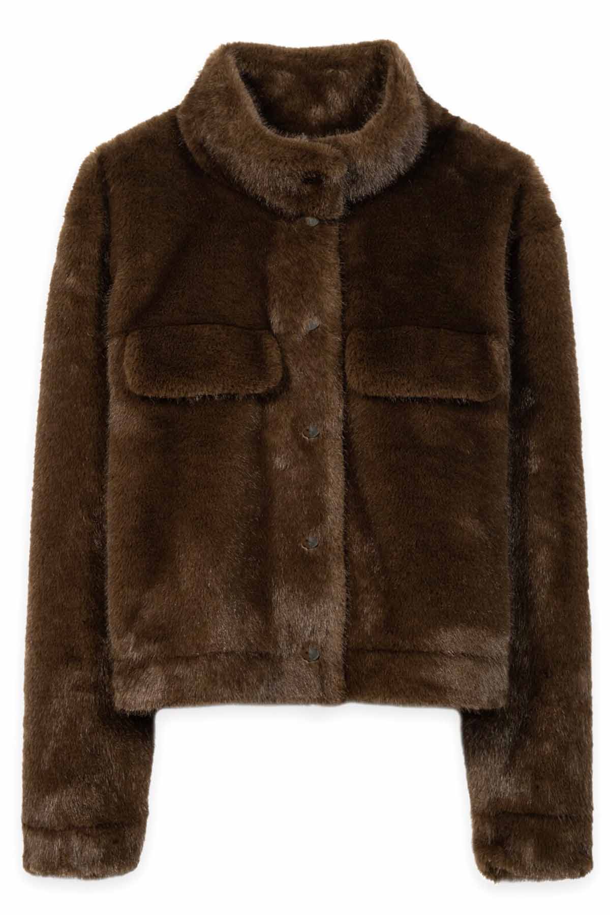 Luisa Cerano Damen Jacke in Nerz-Optik Caramel BRAUN Bild 1
