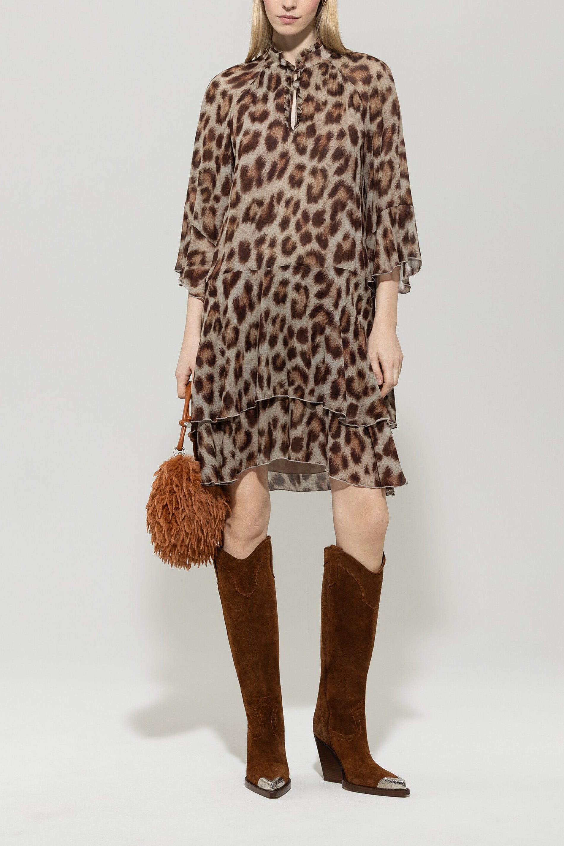 Luisa Cerano Damen Kleid mit Animal-Print Braun/Beige animalprint Bild 2