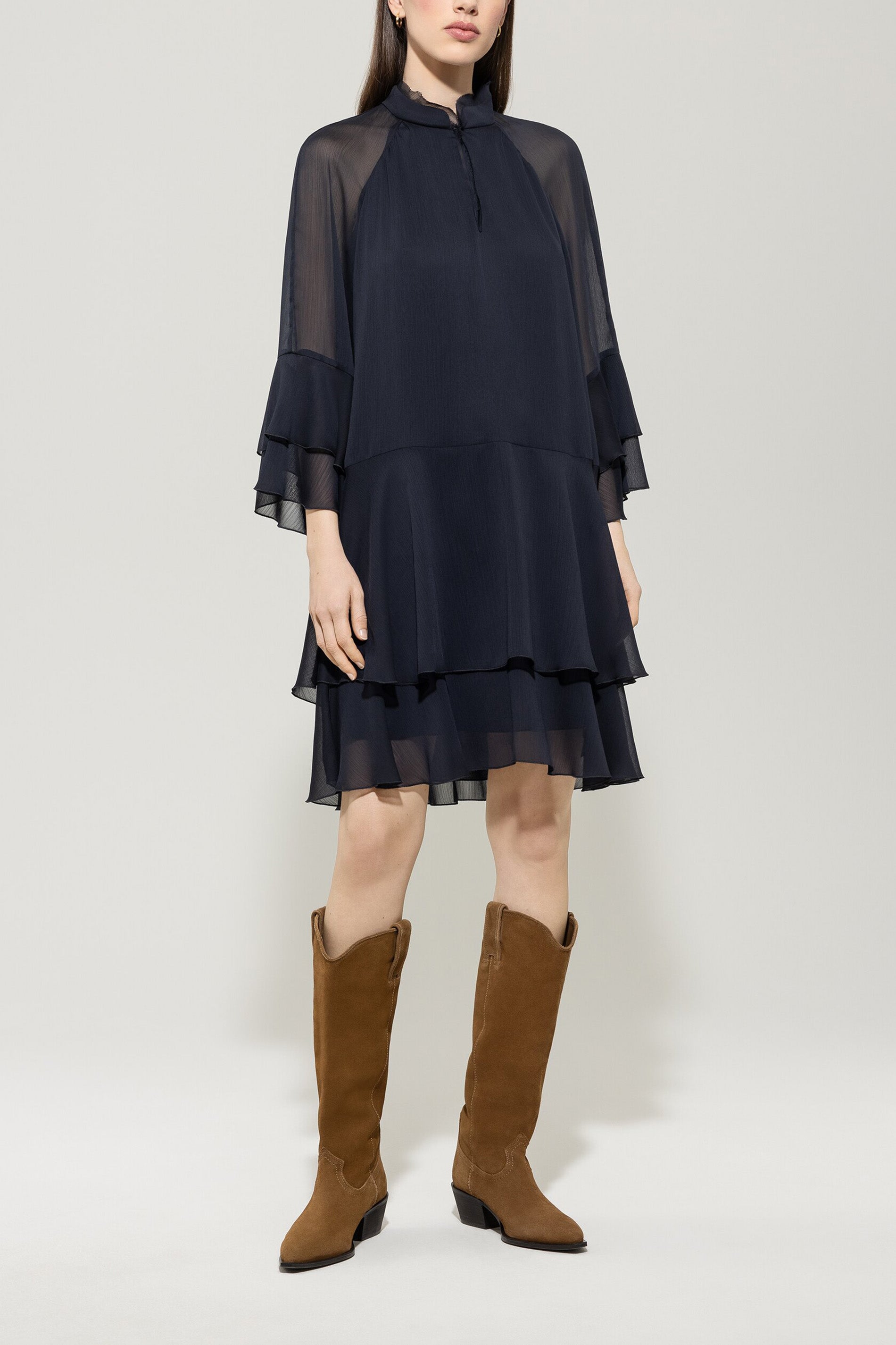 Luisa Cerano Damen Kleid mit Rüschendetails, Dunkelblau dark blue Bild 2