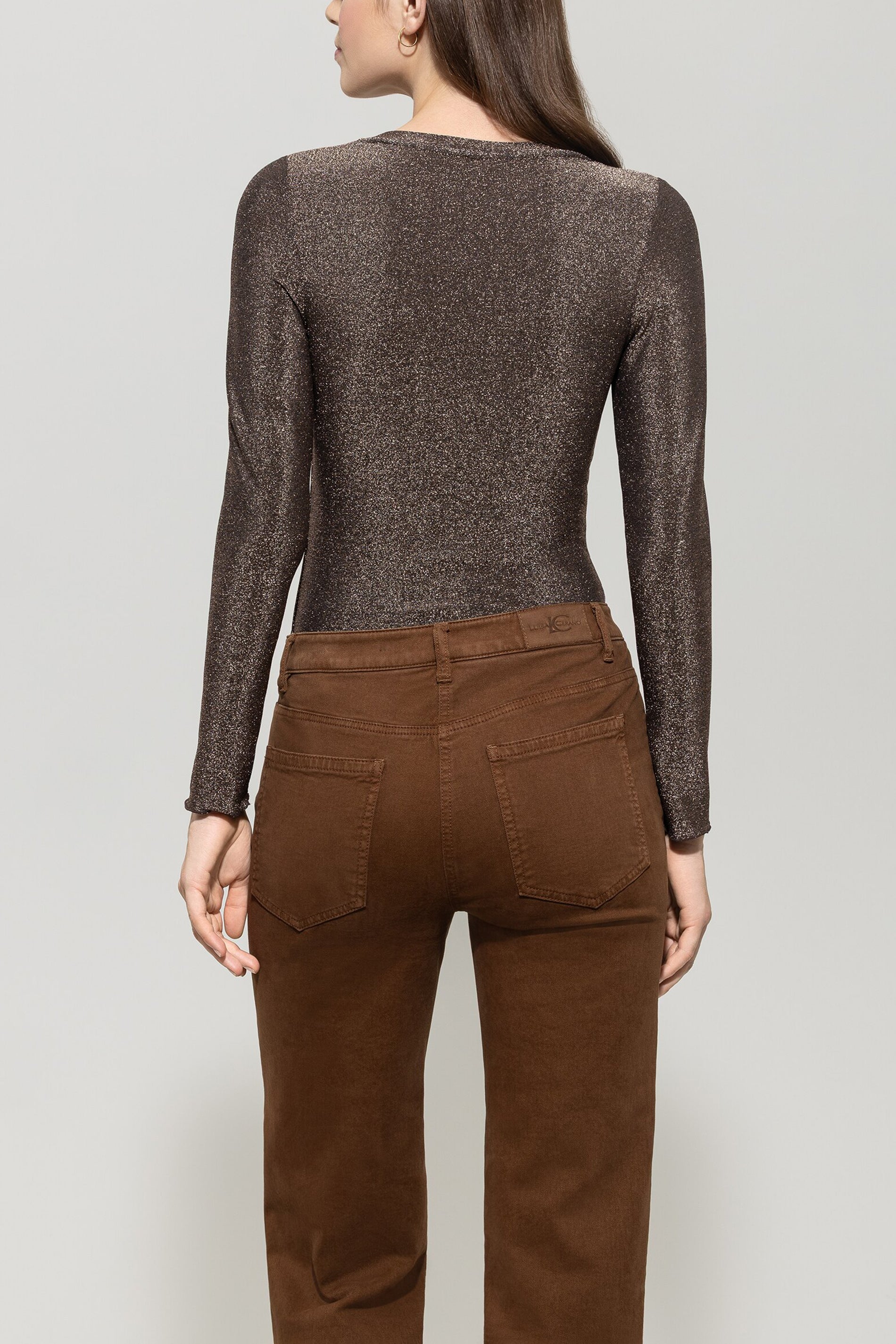 Luisa Cerano Damen Langarm-Shirt mit Glanzeffekt, Espresso Braun 7809 Bild 3