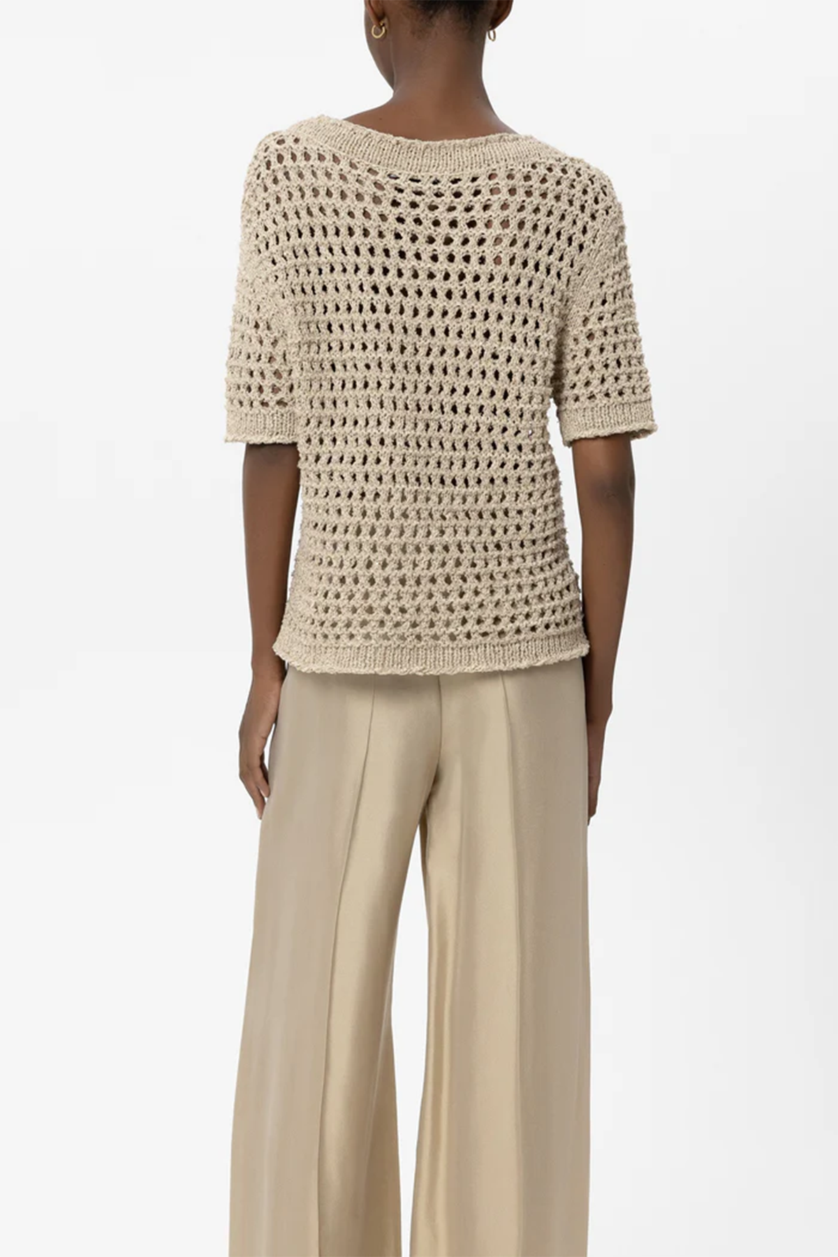 Luisa Cerano Damen Pailletten-Netzstrick-Pullover Sand BEIGE Bild 3