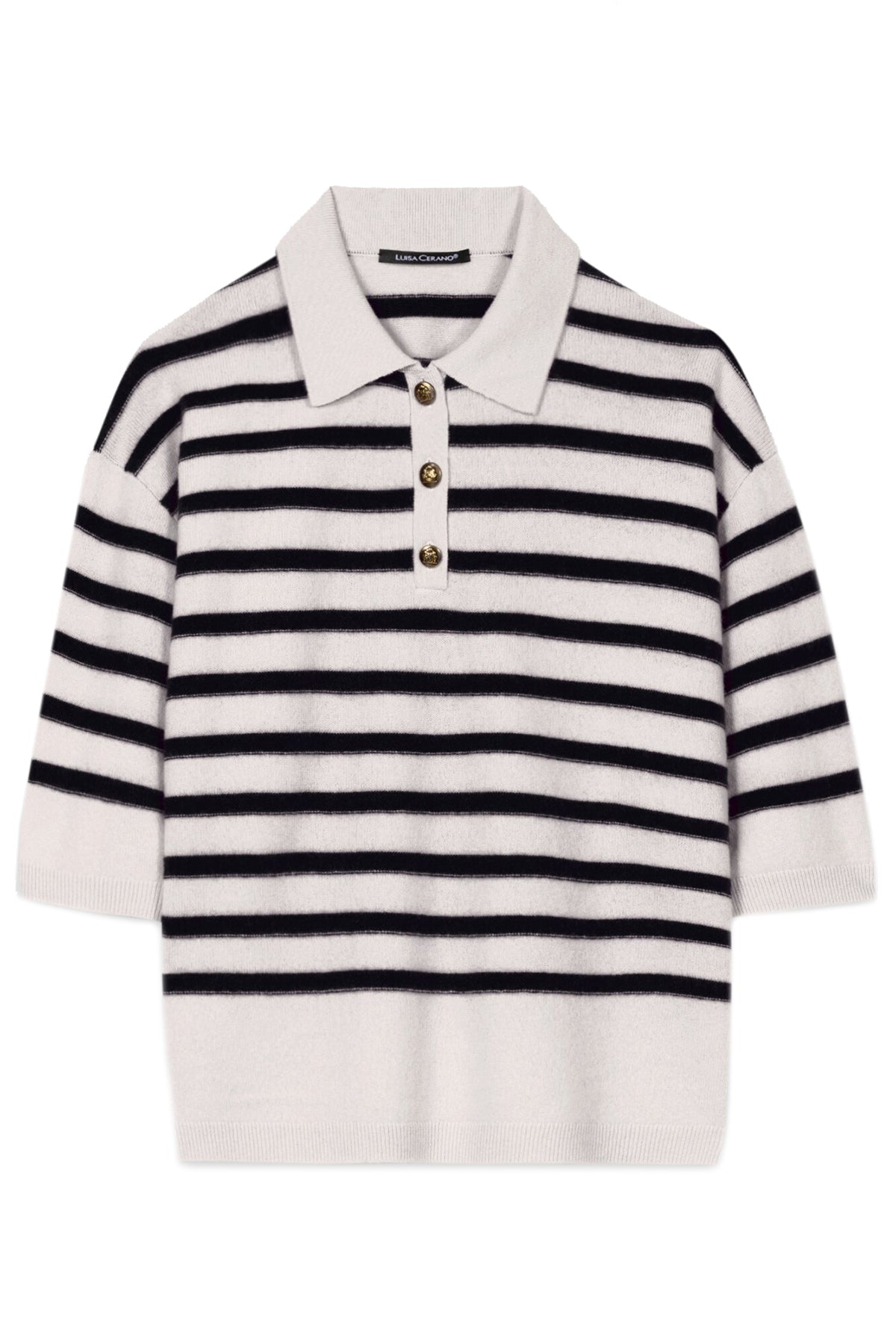 Luisa Cerano Damen Polo aus Kaschmirmix Weiss/Blau MARINE-BLAU Bild 1