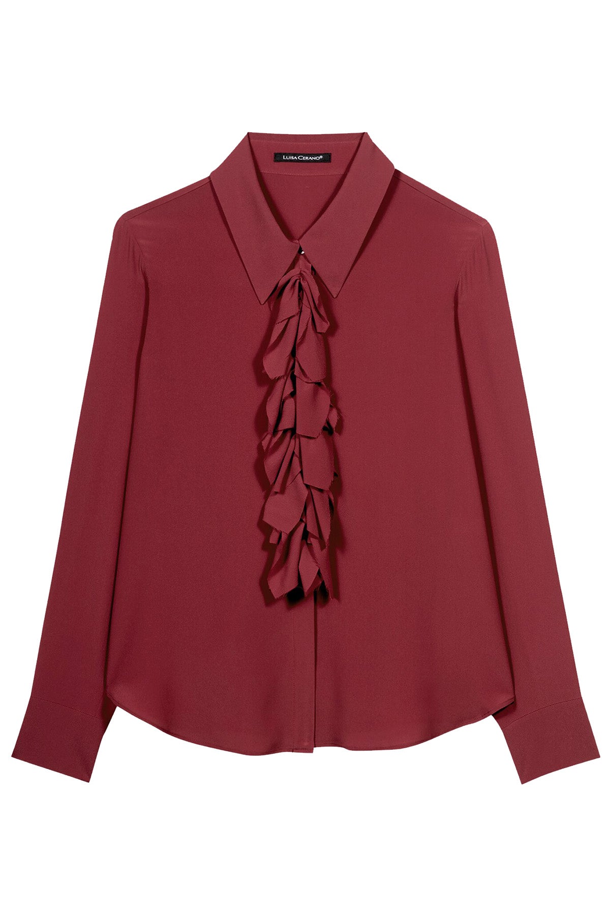 Luisa Cerano Damen Rüschenbluse aus Seiden-Mix, Berry Red berry red Bild 1