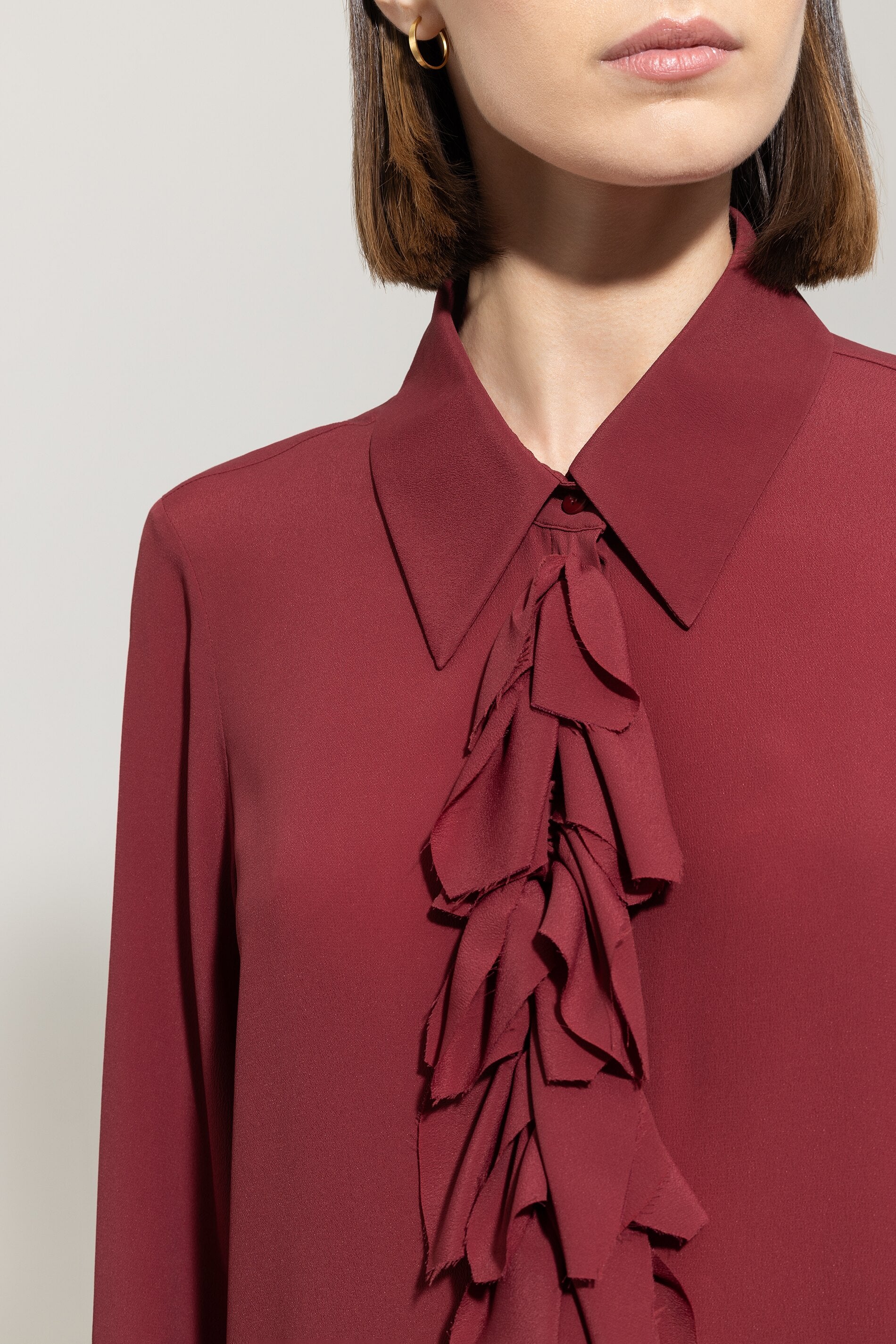 Luisa Cerano Damen Rüschenbluse aus Seiden-Mix, Berry Red berry red Bild 5
