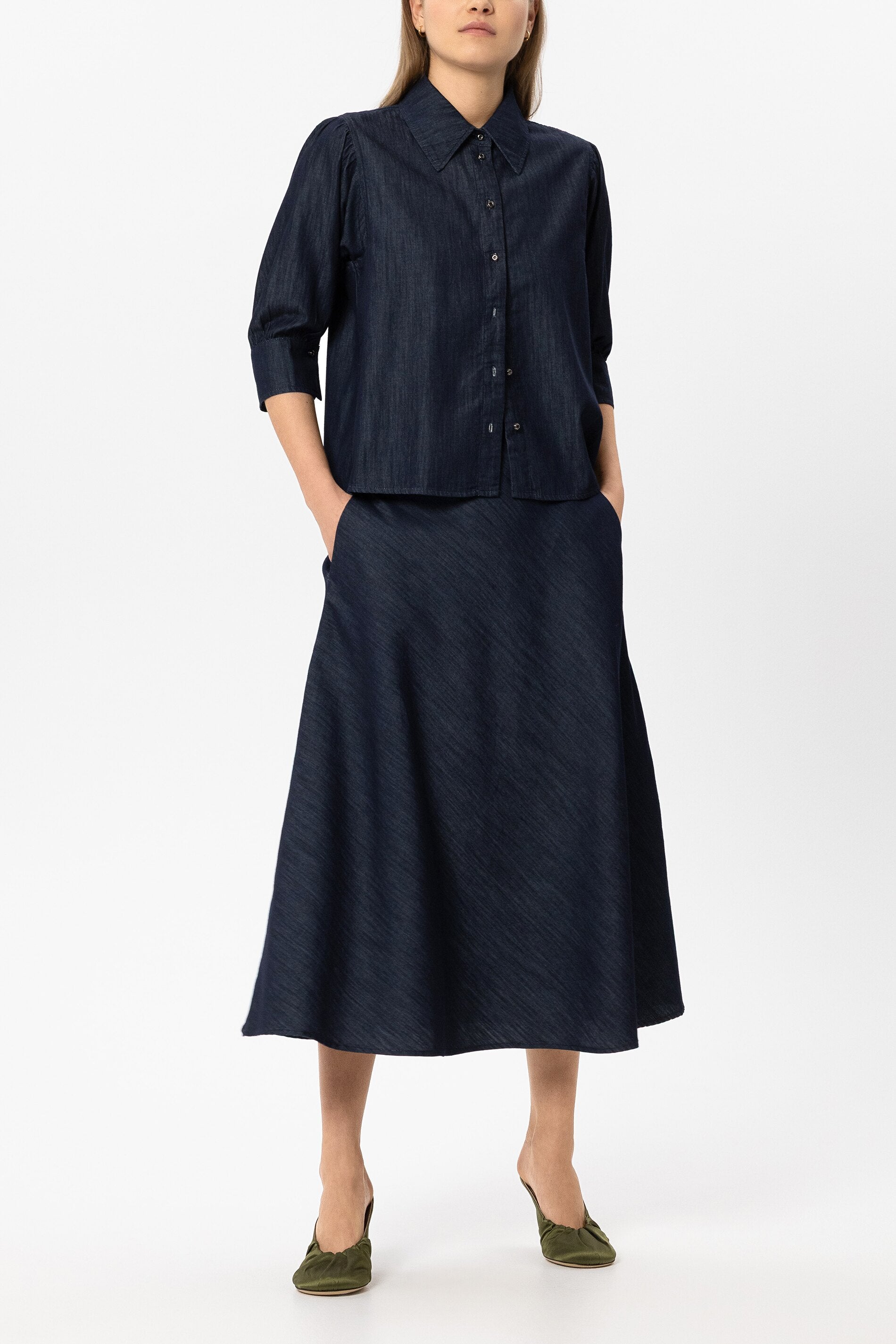Luisa Cerano Damen Rock in A-Linie Denim Blue MARINE-BLAU Bild 2