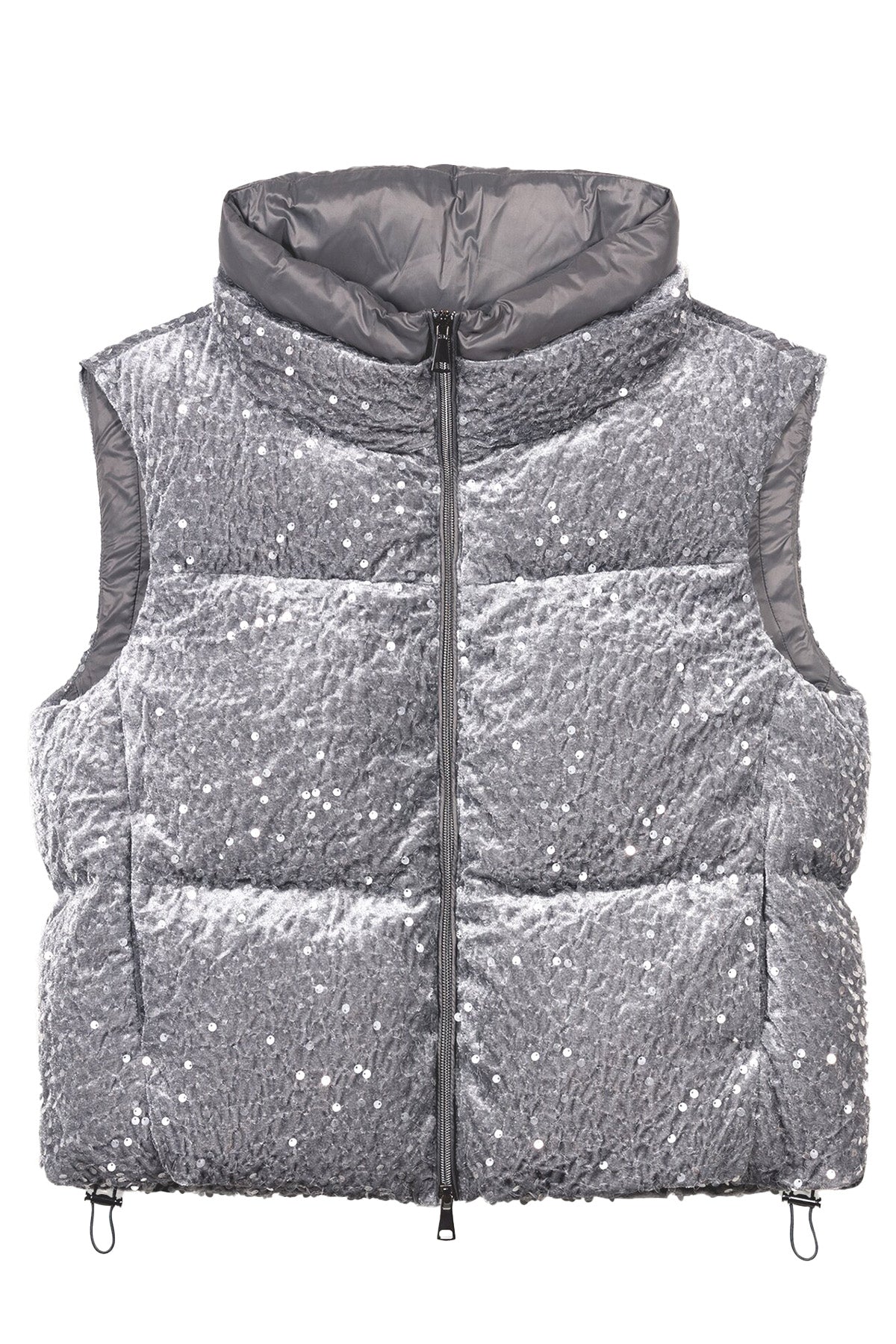 Luisa Cerano Damen Samt-Daunenweste, Grau-Silber Urban grey Bild 1