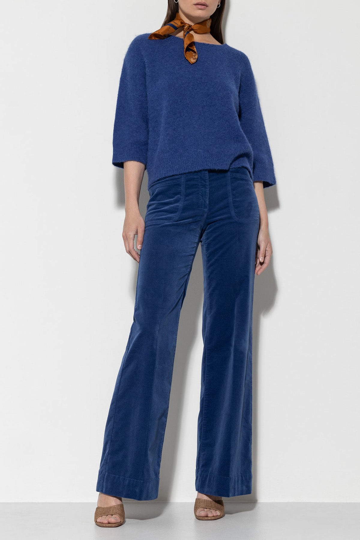 Luisa Cerano Damen Samthose Blau MARINE-BLAU Bild 2