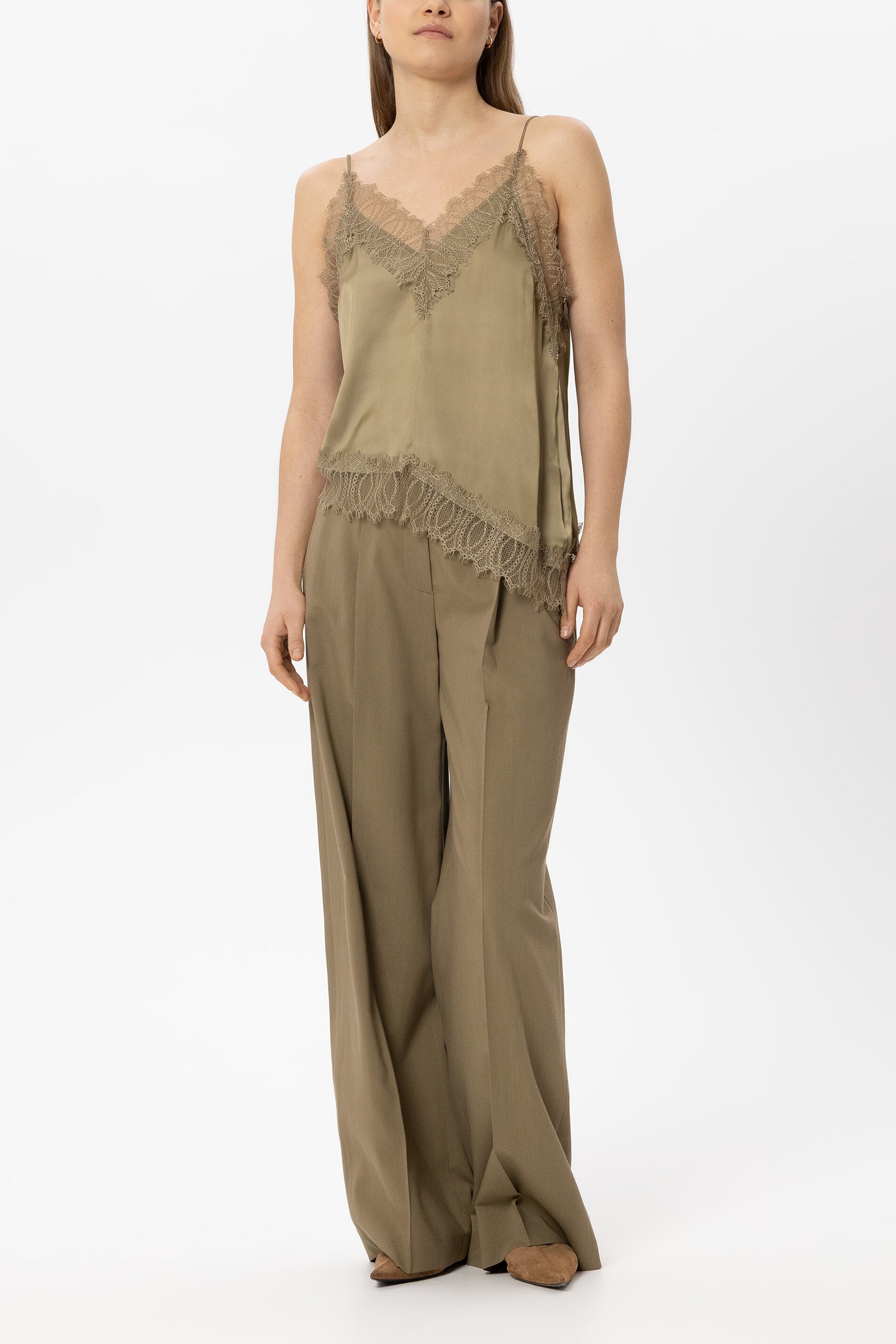 Luisa Cerano Damen Satin-Lingerie-Top Salbei HELLGRÜN Bild 2