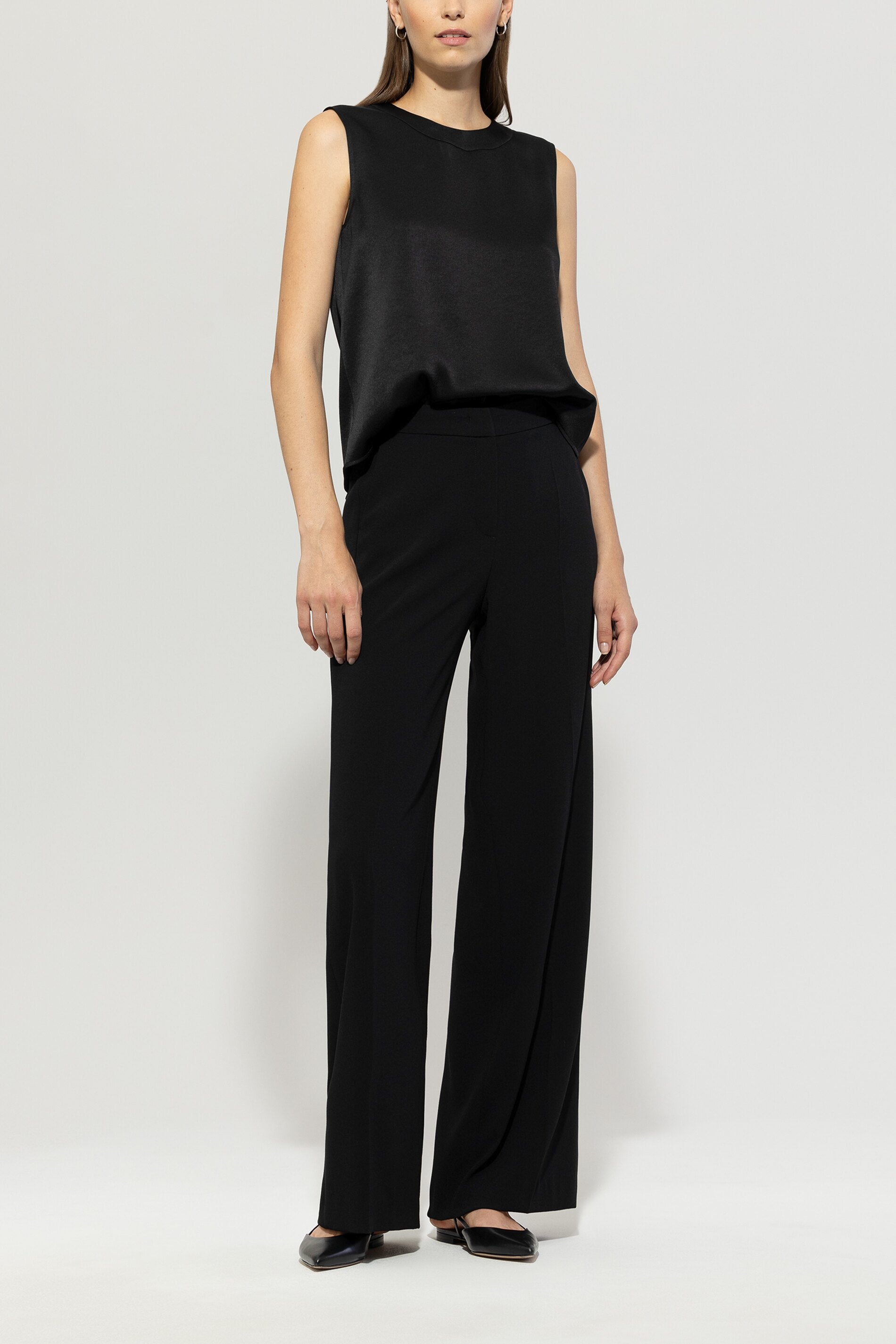 Luisa Cerano Damen Satin-Wideleg-Pants Deep Black SCHWARZ Bild 2