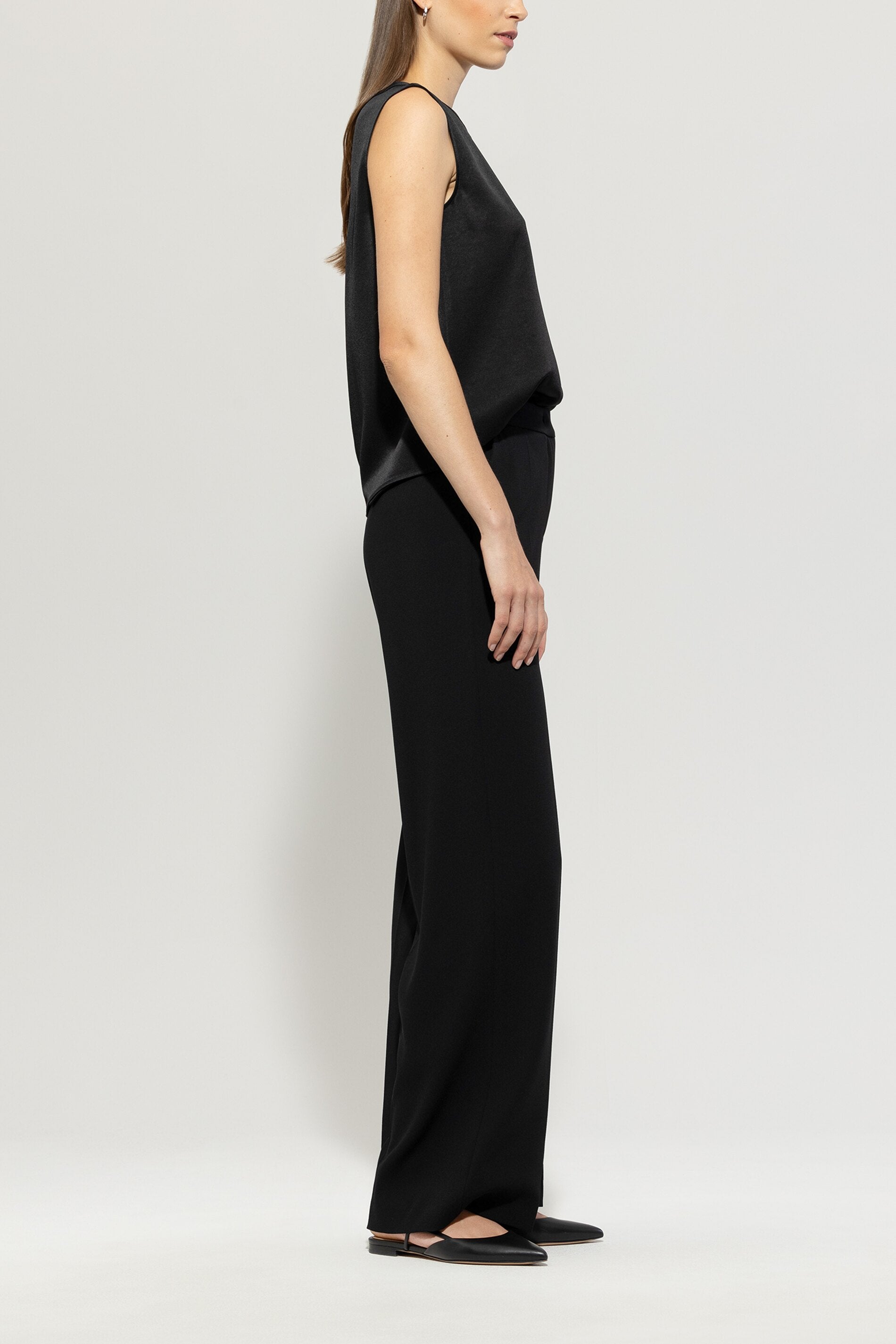 Luisa Cerano Damen Satin-Wideleg-Pants Deep Black SCHWARZ Bild 3