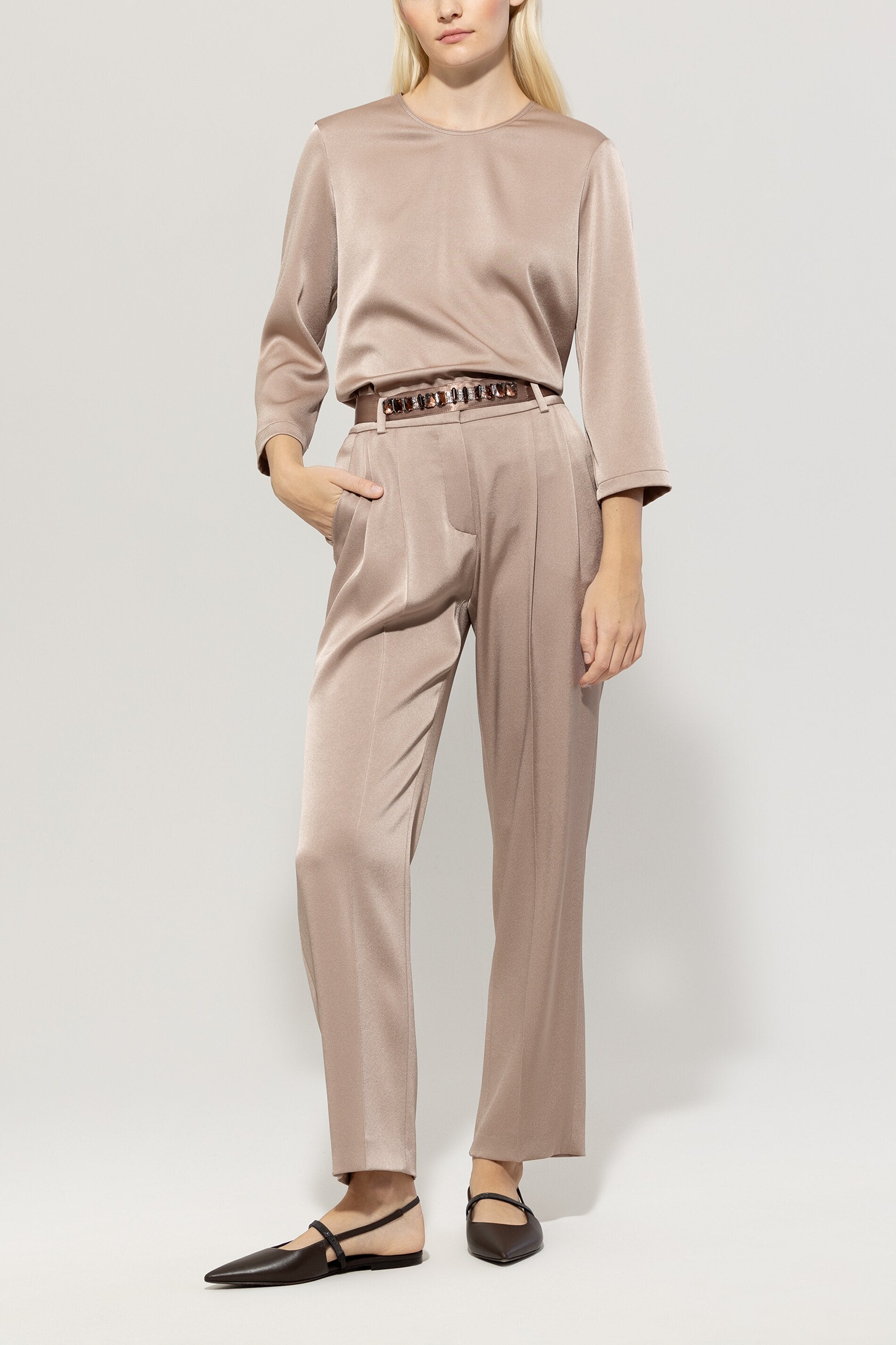 Luisa Cerano Damen Satinbluse Mushroom BEIGE Bild 2
