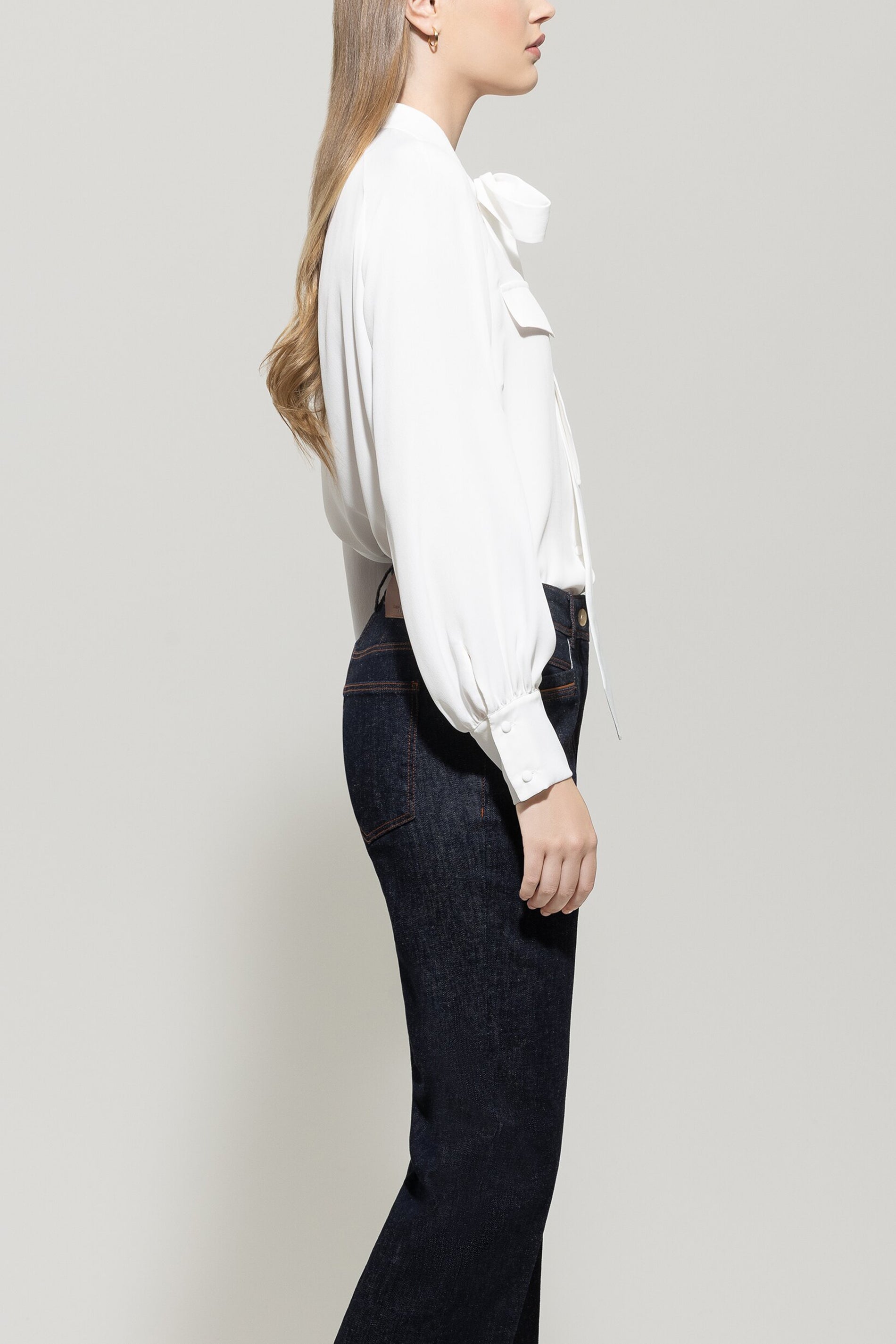Luisa Cerano Damen Schluppenbluse aus Seiden-Mix, Off White 0103 off white Bild 2