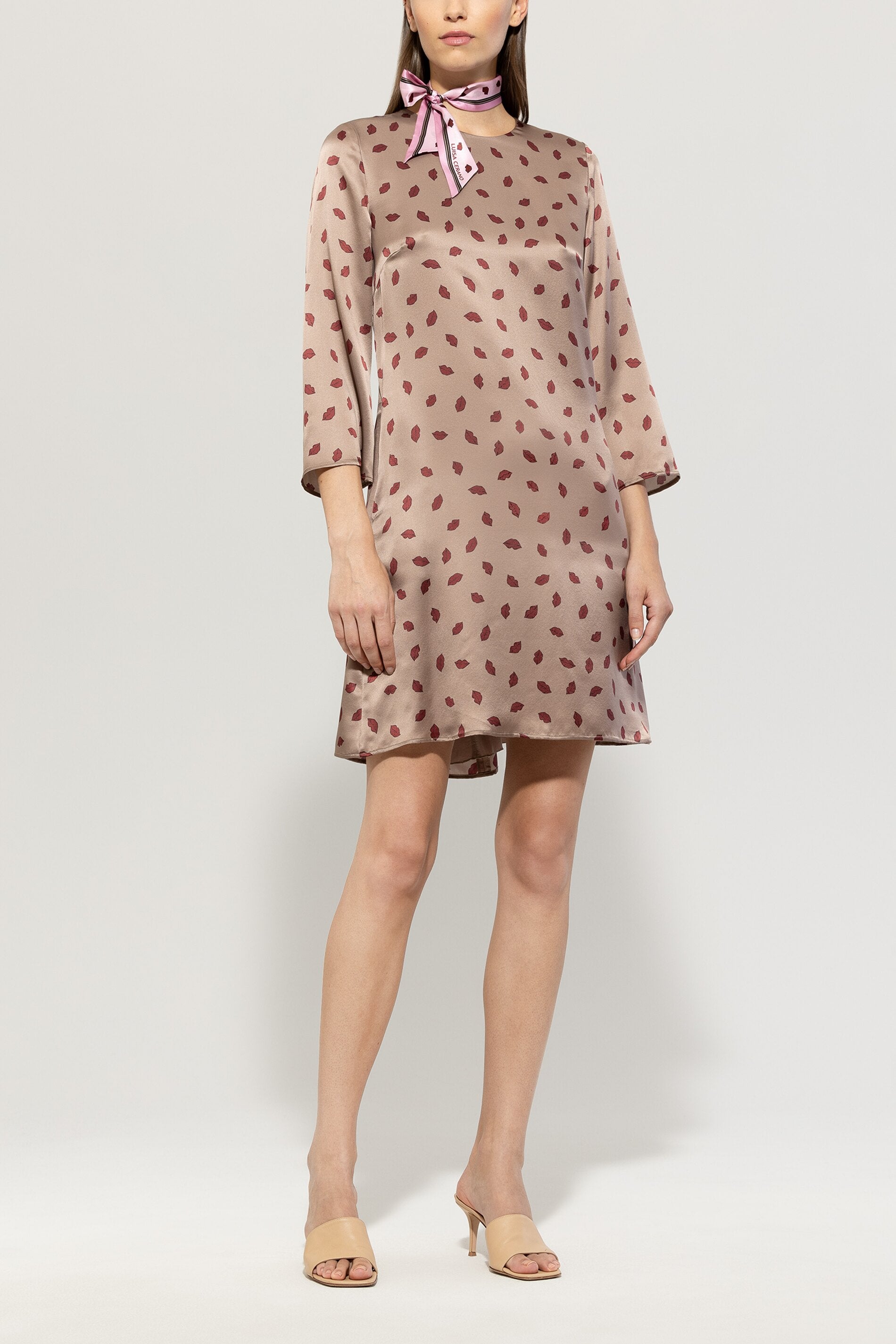 Luisa Cerano Damen Seidenkleid Mushroom TAUPE Bild 2