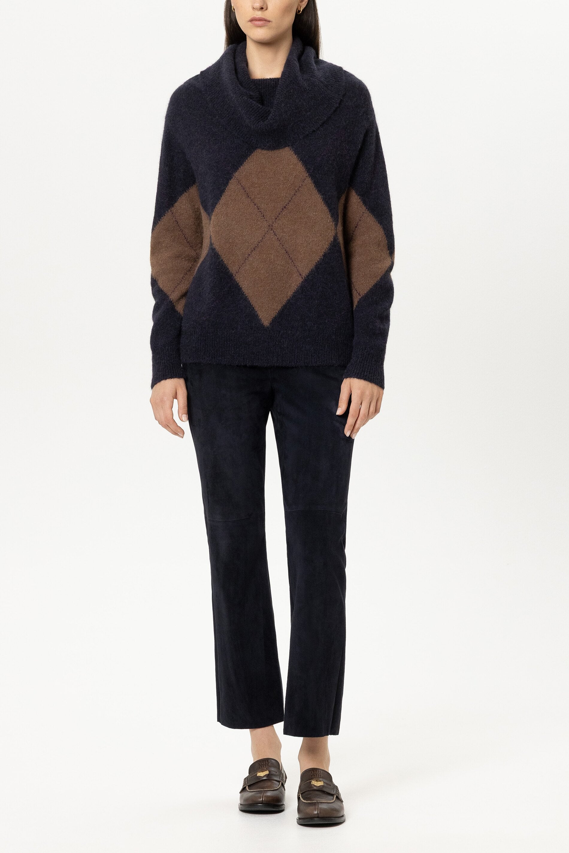 Luisa Cerano Damen Shawlneck-Pullover Multi MARINE-BLAU Bild 2