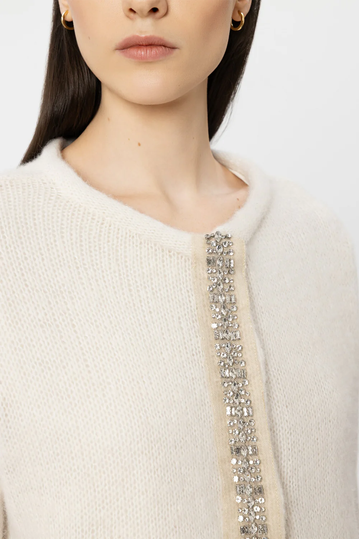 Luisa Cerano Damen Strickjacke aus Alpaka-Mix Milk NATUR-WEISS Bild 4