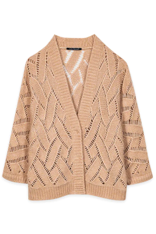 Luisa Cerano Damen Strickjacke aus Alpaka-Mix Cappuccino BEIGE Bild 1