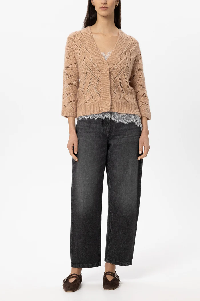 Luisa Cerano Damen Strickjacke aus Alpaka-Mix Cappuccino BEIGE Bild 2
