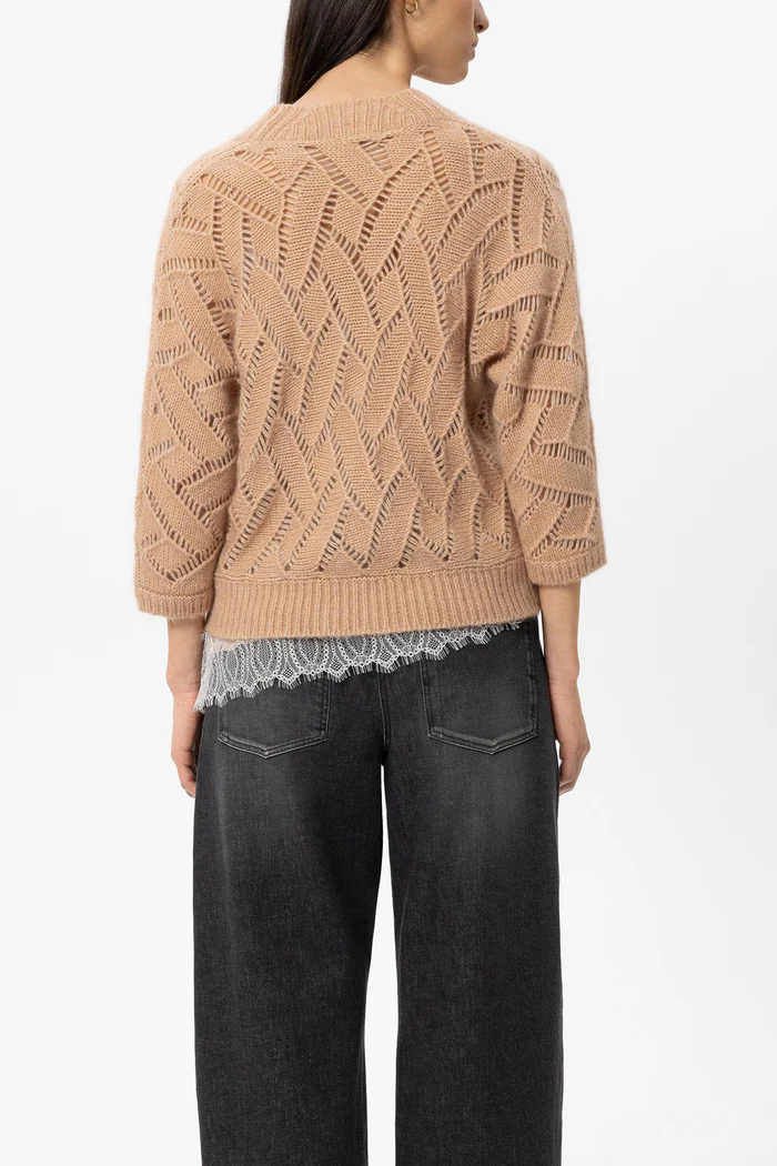Luisa Cerano Damen Strickjacke aus Alpaka-Mix Cappuccino BEIGE Bild 3