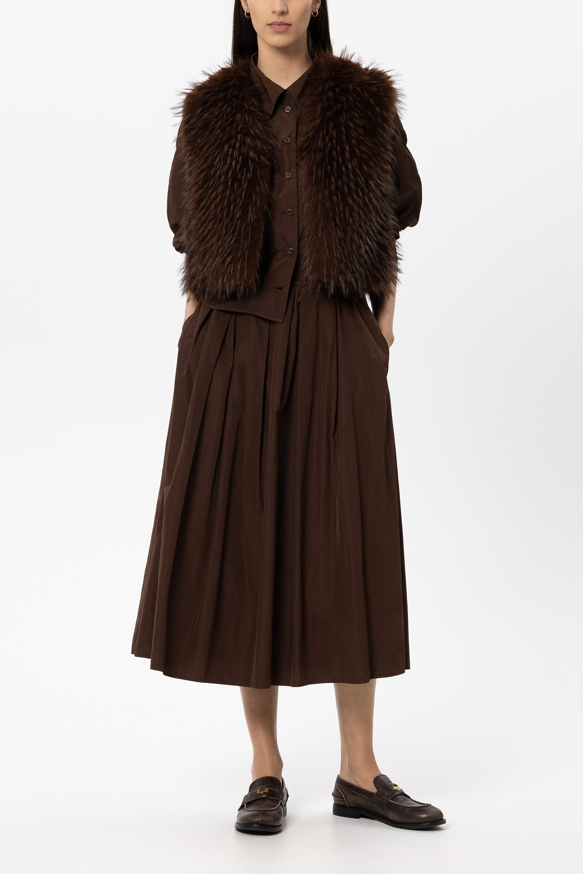 Luisa Cerano Damen Taft-Rock Marone BRAUN Bild 2