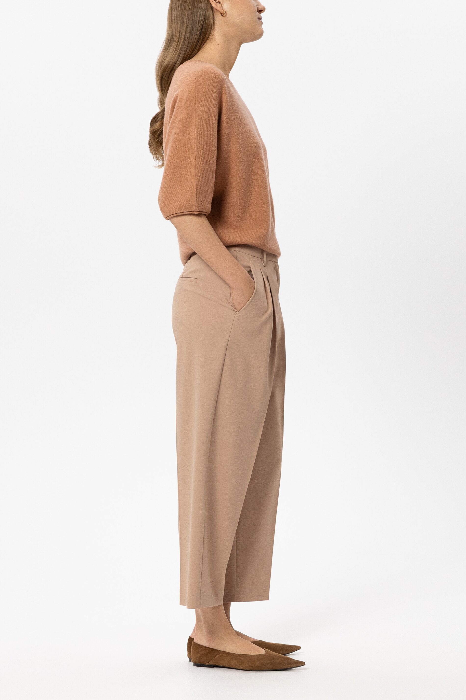 Luisa Cerano Damen Tapered-Pants mit Bundfalten Nude BEIGE Bild 3