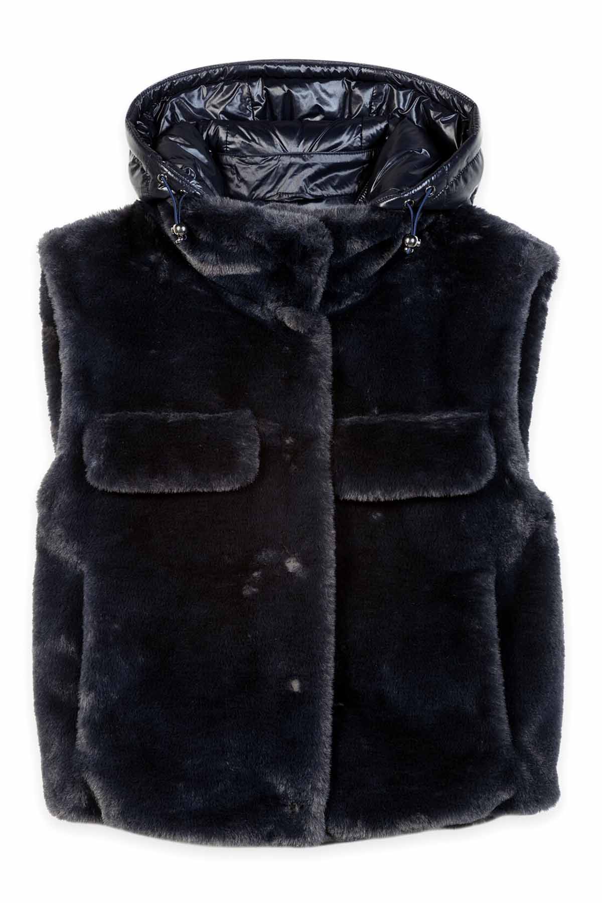 Luisa Cerano Damen Weste in Fell-Optik Winter Navy MARINE-BLAU Bild 1