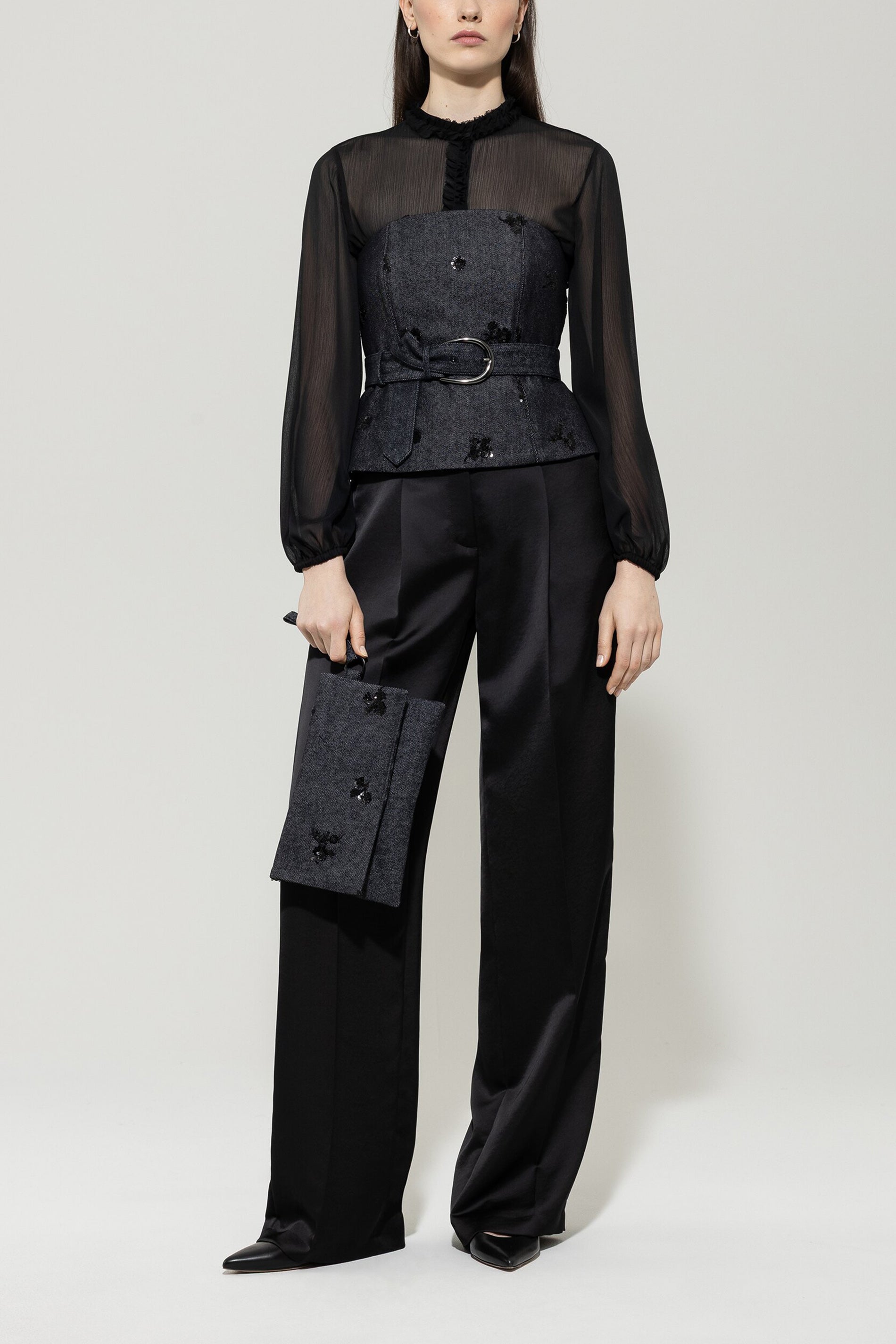 Luisa Cerano Damen Wide-Leg Pants mit Bundfalte, Schwarz 0001 black Bild 2