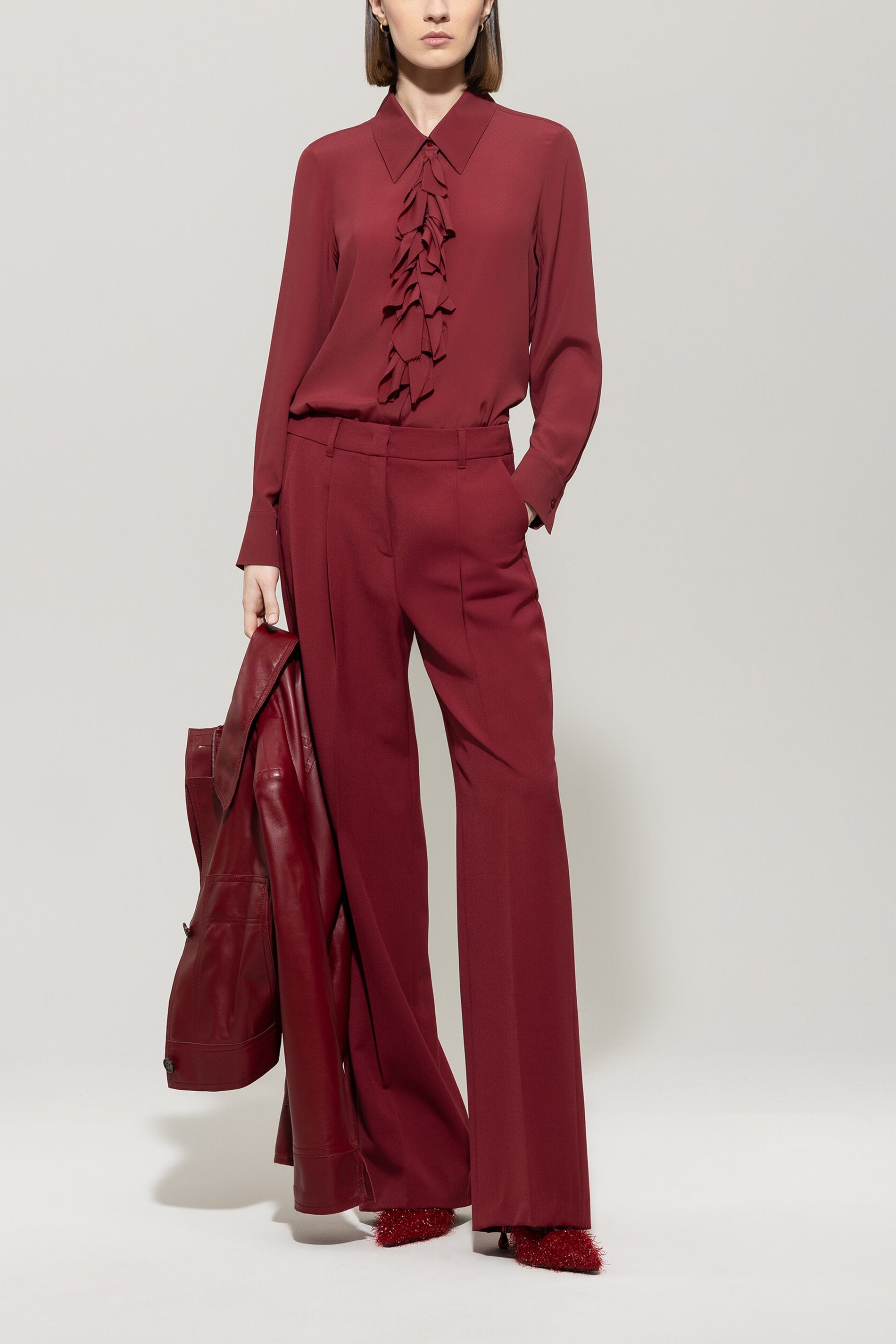 Luisa Cerano Damen Wide-Leg Pants mit Bundfalten, Berry Red berry red Bild 2