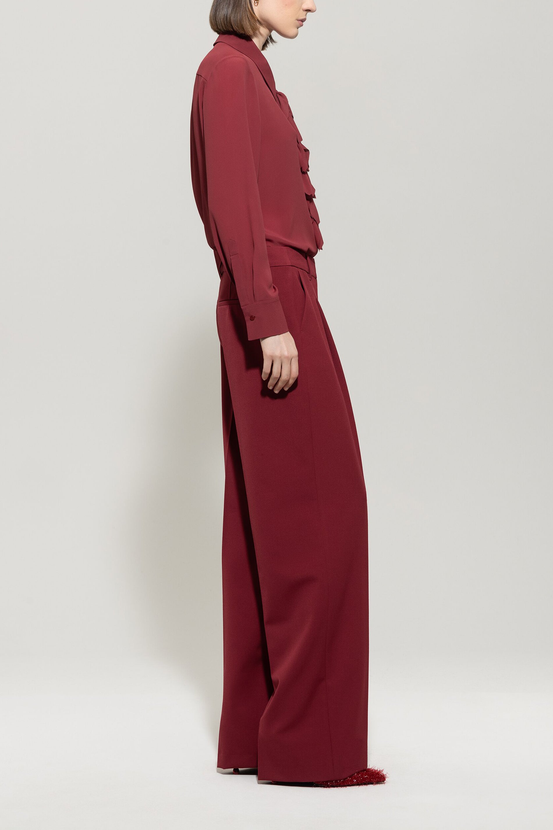 Luisa Cerano Damen Wide-Leg Pants mit Bundfalten, Berry Red berry red Bild 3