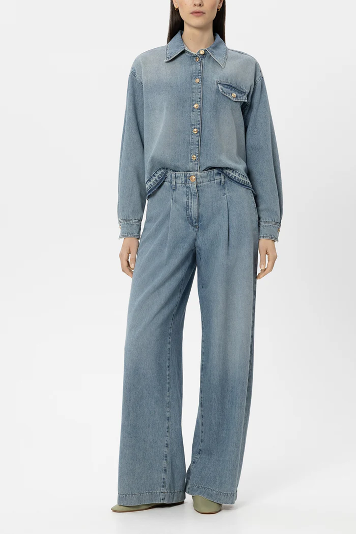 Luisa Cerano Damen Wideleg-Denim mit Bundfalte Blau BLAU Bild 2