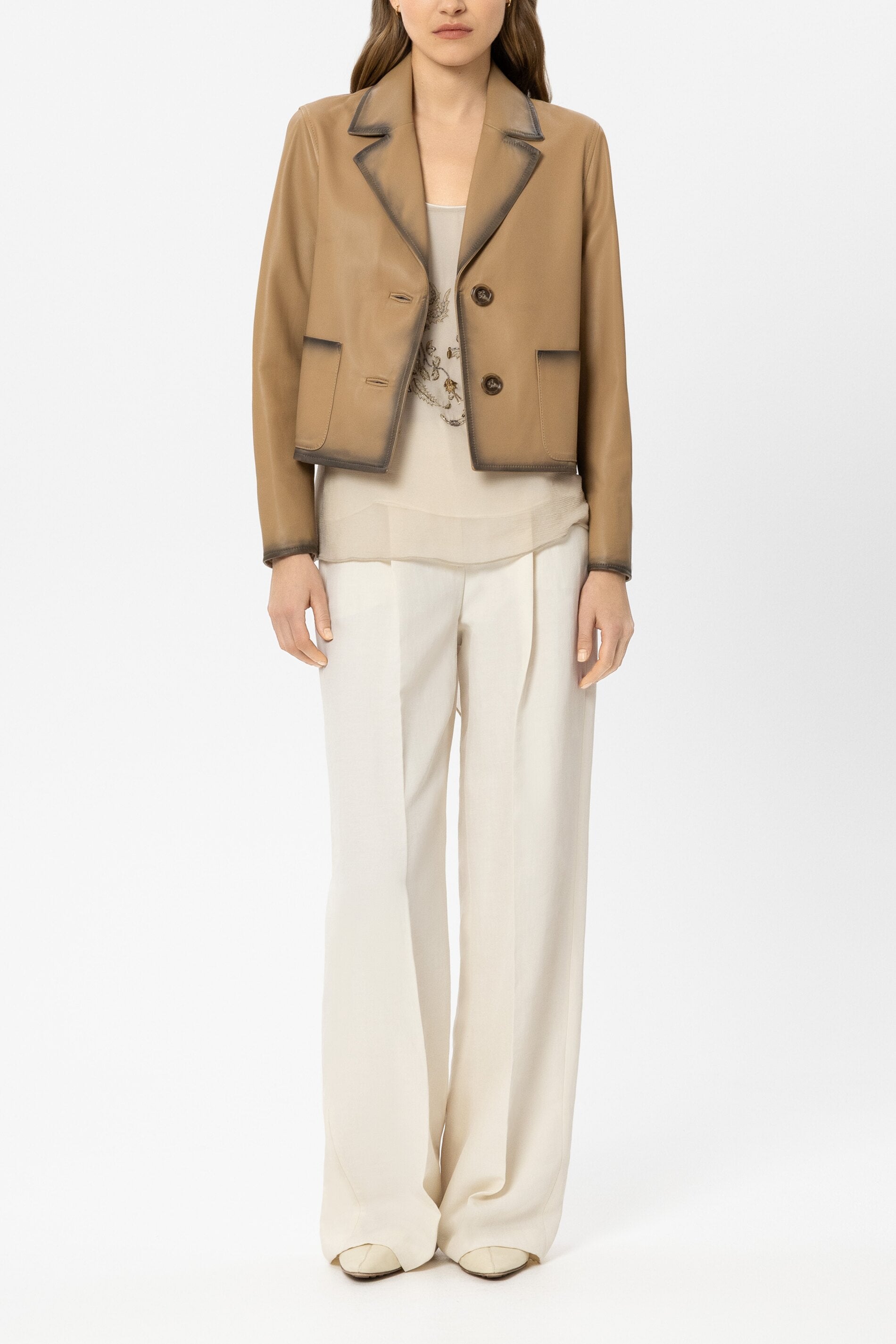 Luisa Cerano Damen Wideleg-Pants aus Leinen-Mix Milk NATUR-WEISS Bild 2