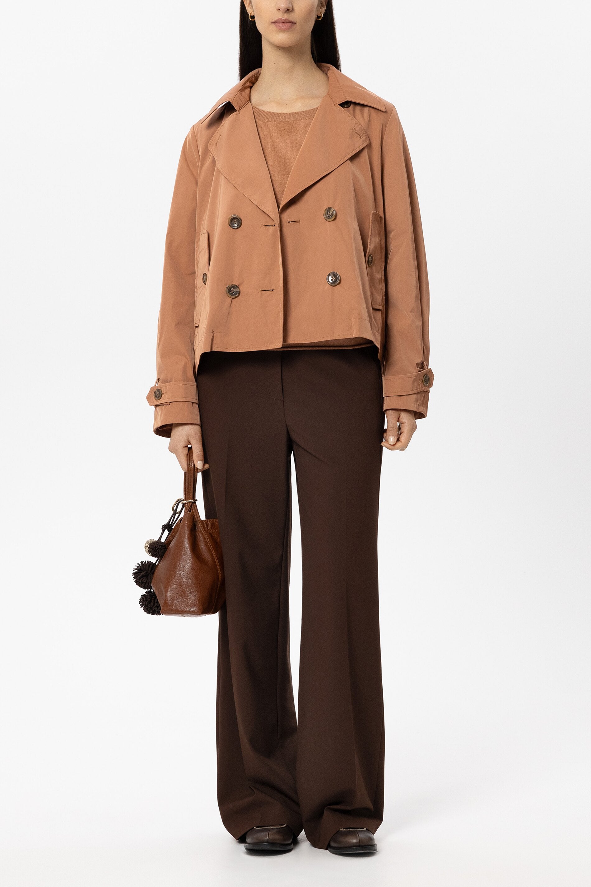 Luisa Cerano Damen Wideleg-Pants mit Bundfalten Marone BRAUN Bild 2