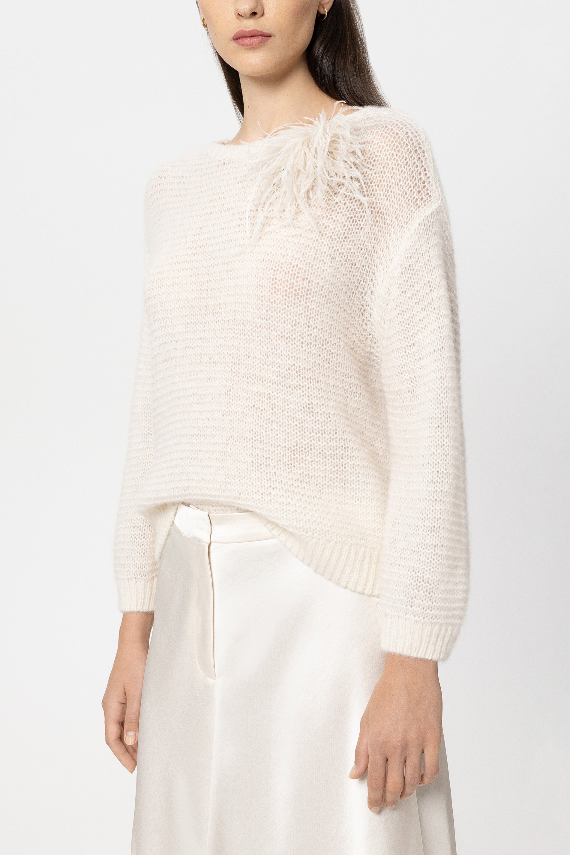 Luisa Cerano Feder-Brosche Cream NATUR-WEISS Bild 2